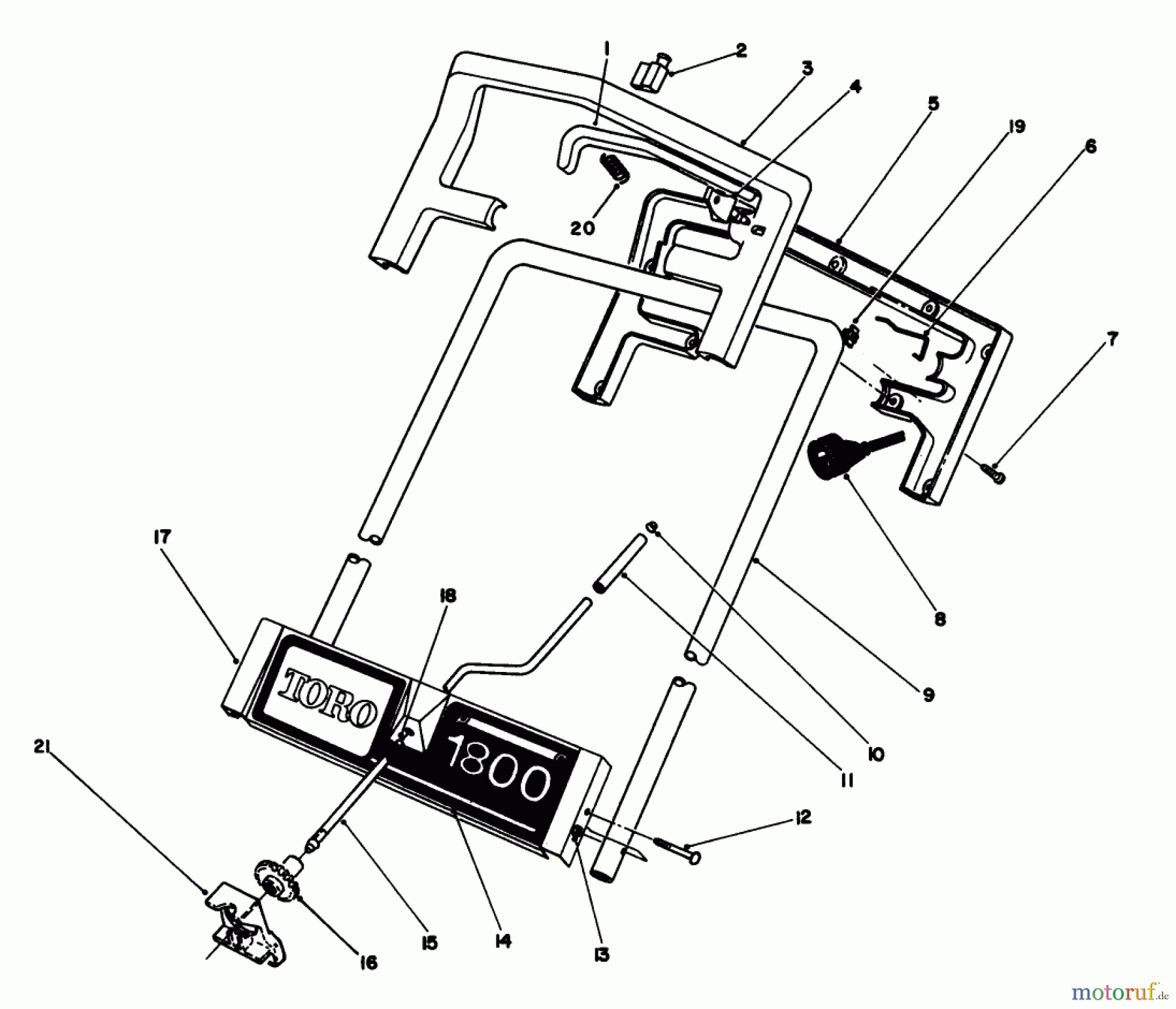  Toro Neu Snow Blowers/Snow Throwers Seite 1 38025 (1800) - Toro 1800 Power Curve Snowthrower, 1991 (1200001-1999999) HANDLE ASSEMBLY