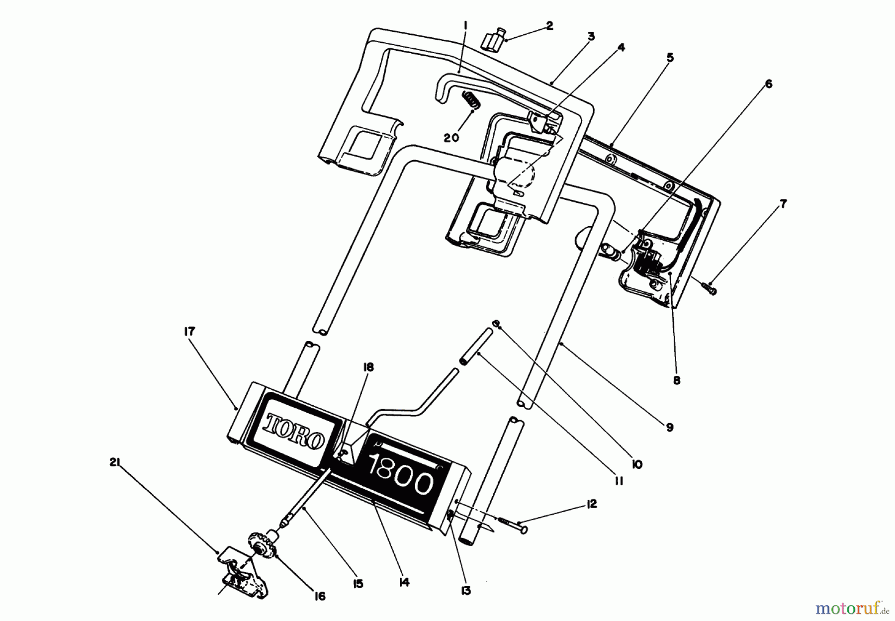  Toro Neu Snow Blowers/Snow Throwers Seite 1 38025 (1800) - Toro 1800 Power Curve Snowthrower, 1992 (2000001-2999999) HANDLE ASSEMBLY