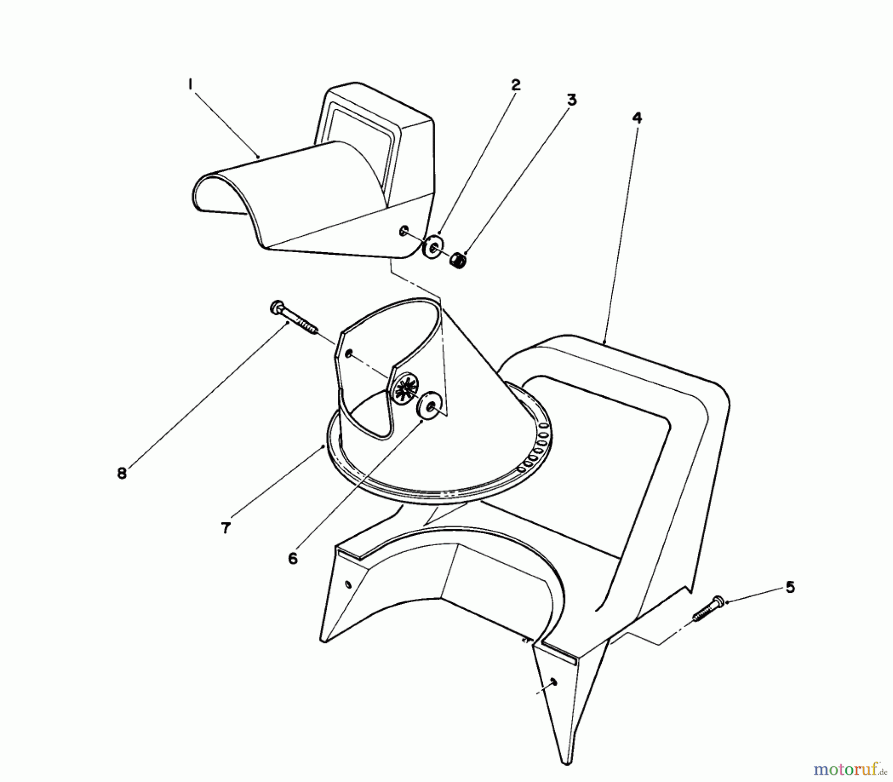  Toro Neu Snow Blowers/Snow Throwers Seite 1 38025 (1800) - Toro 1800 Power Curve Snowthrower, 1994 (49000001-49999999) CHUTE ASSEMBLY