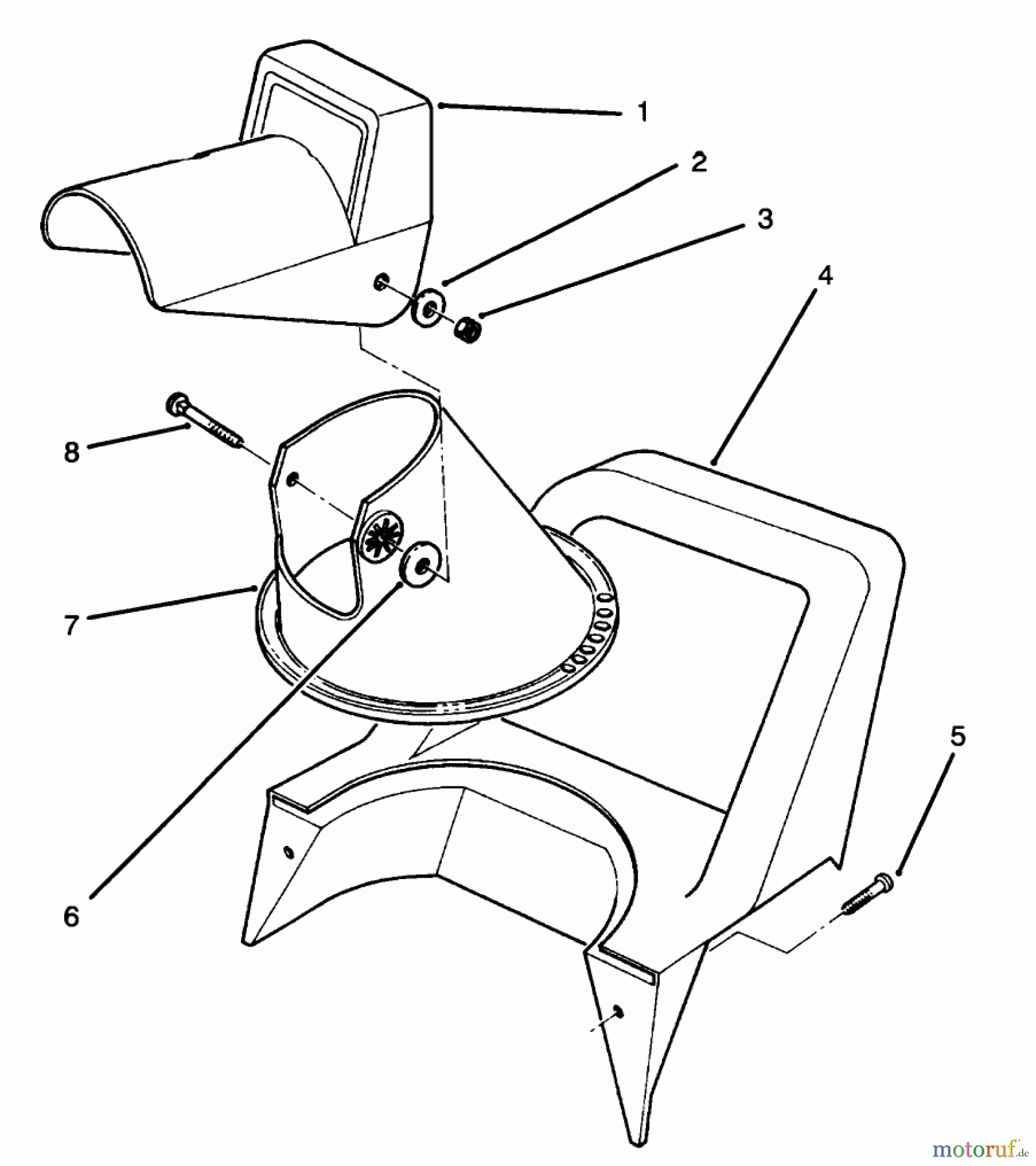  Toro Neu Snow Blowers/Snow Throwers Seite 1 38025 (1800) - Toro 1800 Power Curve Snowthrower, 1996 (69000001-69999999) CHUTE ASSEMBLY