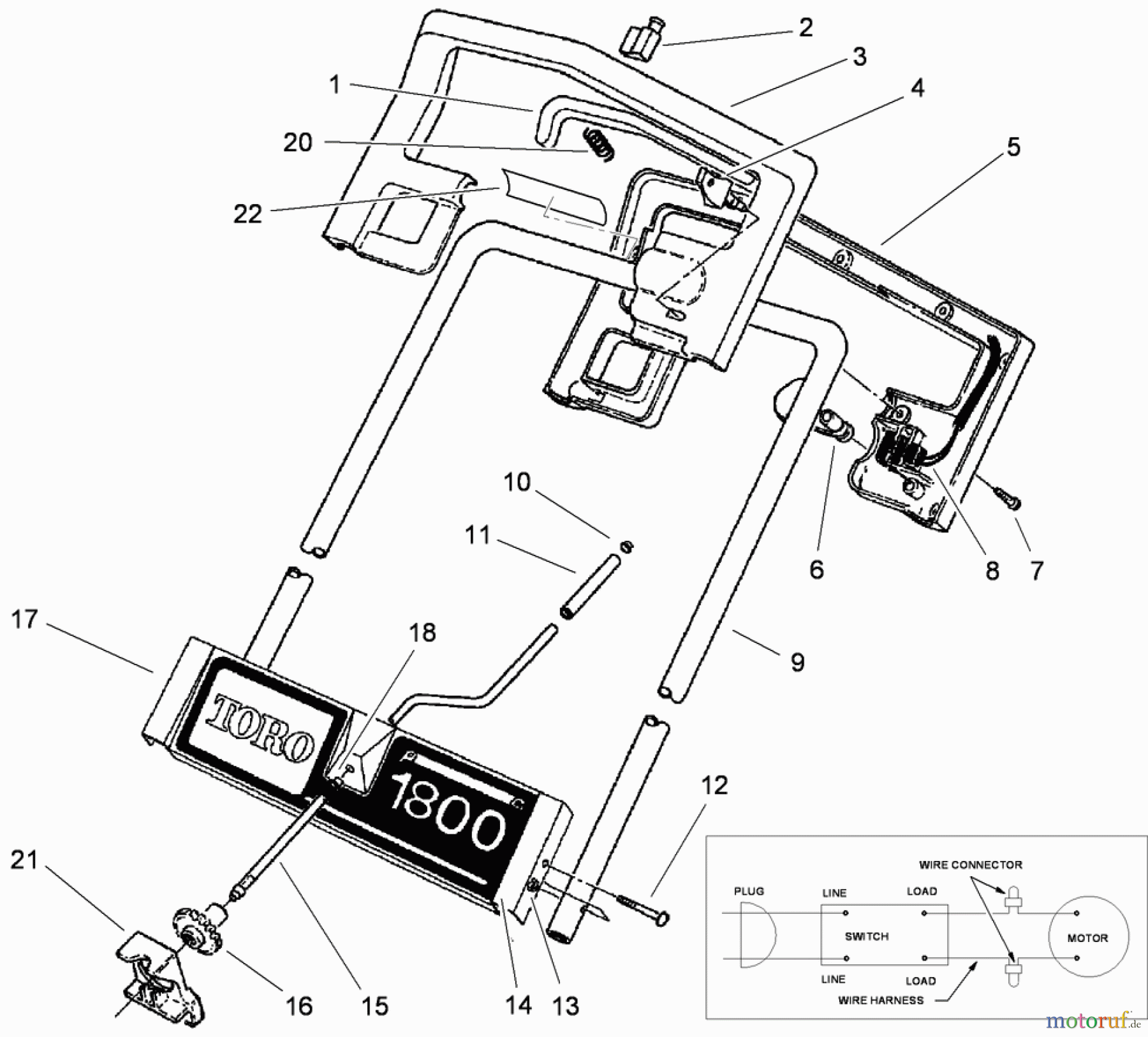  Toro Neu Snow Blowers/Snow Throwers Seite 1 38025 (1800) - Toro 1800 Power Curve Snowthrower, 2010 (310000001-310999999) HANDLE ASSEMBLY