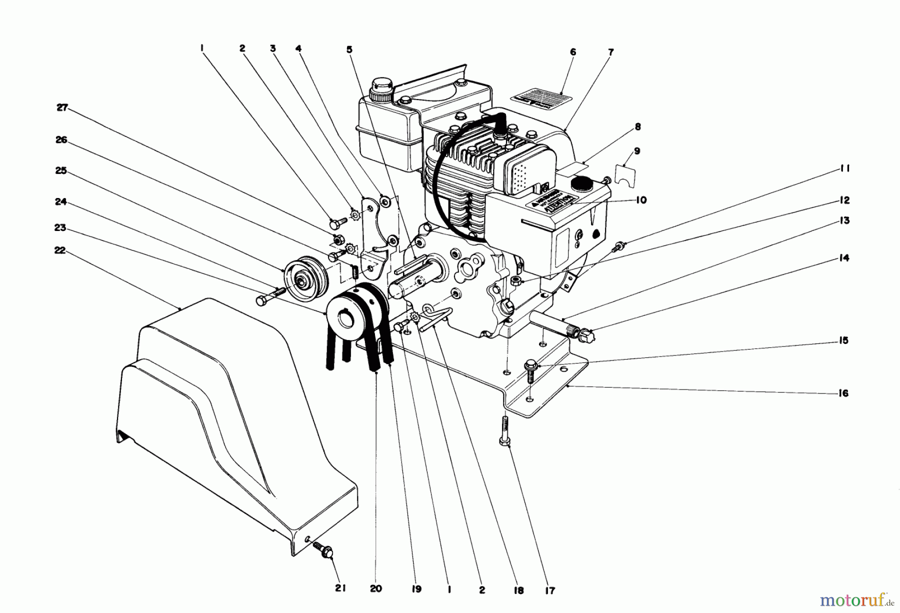  Toro Neu Snow Blowers/Snow Throwers Seite 1 38050 (724) - Toro 724 Snowthrower, 1980 (0000001-0999999) ENGINE ASSEMBLY (MODEL NO. 38040)