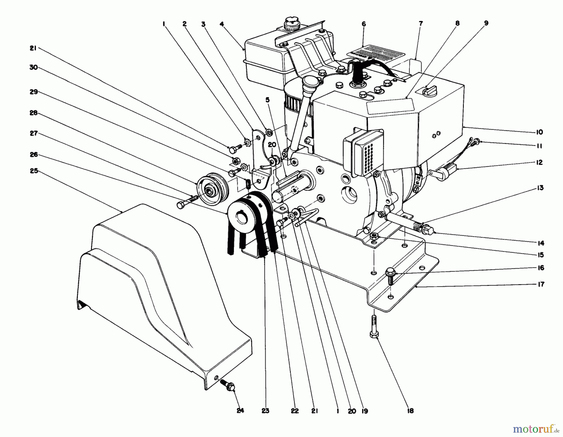  Toro Neu Snow Blowers/Snow Throwers Seite 1 38040 (524) - Toro 524 Snowthrower, 1987 (7000001-7999999) ENGINE ASSEMBLY