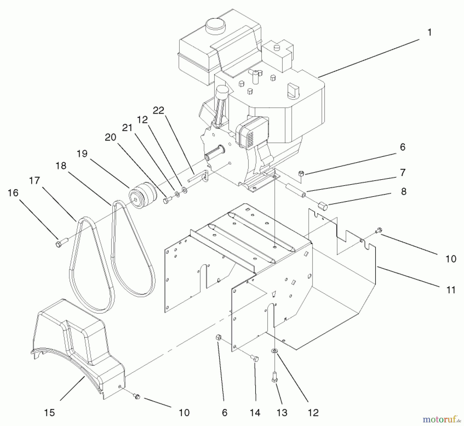  Toro Neu Snow Blowers/Snow Throwers Seite 1 38051 (522) - Toro 522 Snowthrower, 2000 (200000001-200999999) ENGINE ASSEMBLY