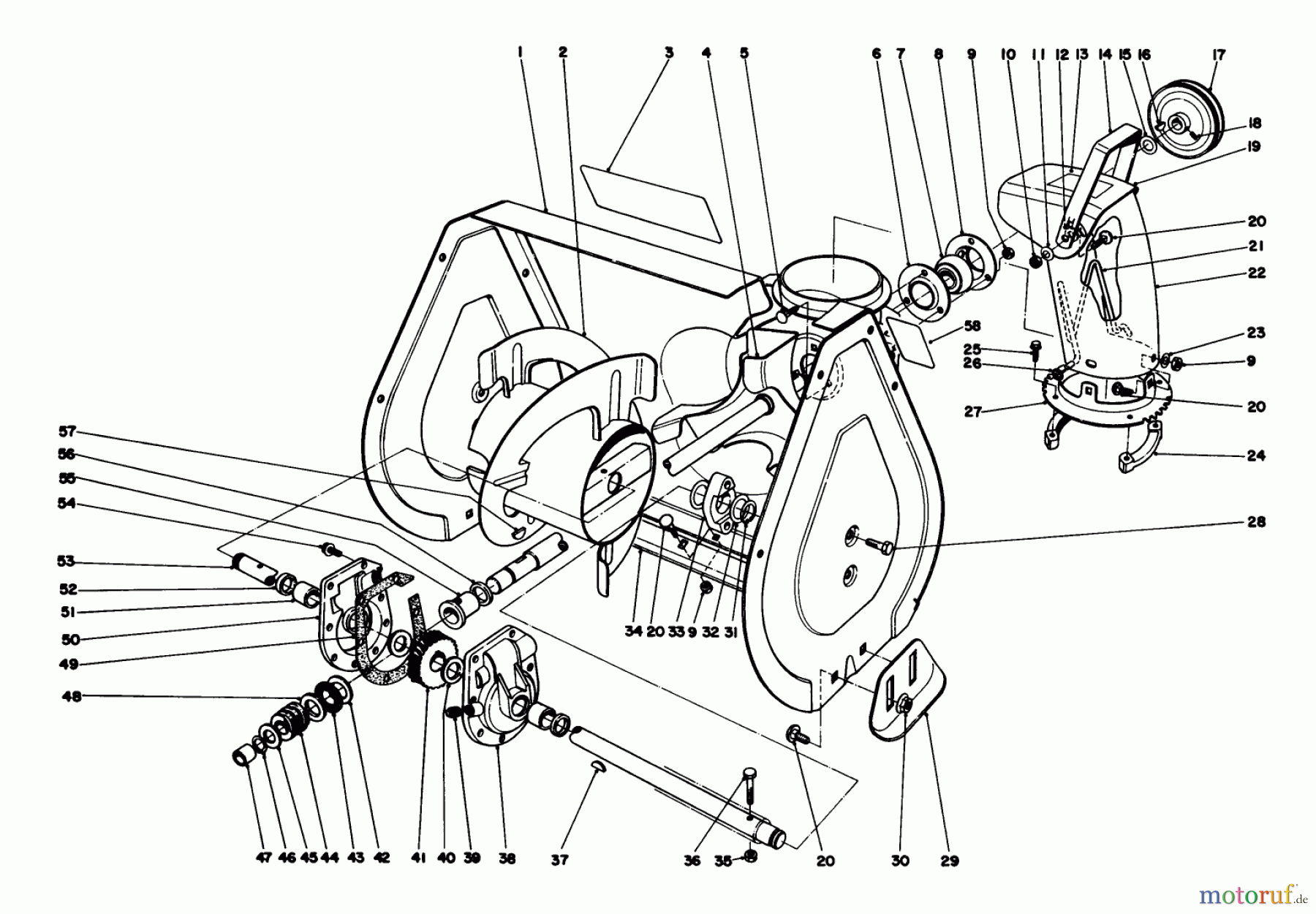  Toro Neu Snow Blowers/Snow Throwers Seite 1 38052 (521) - Toro 521 Snowthrower, 1986 (6000001-6999999) AUGER ASSEMBLY