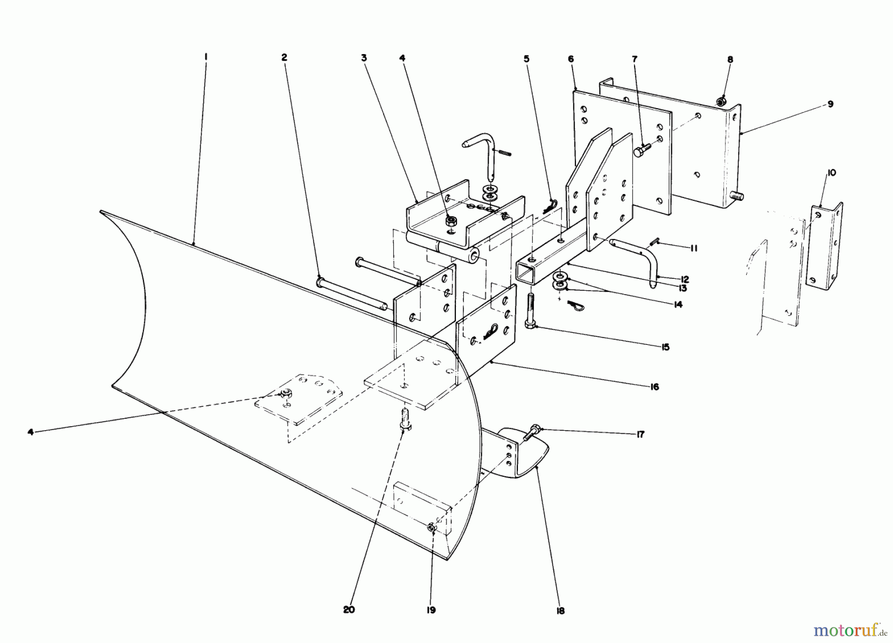  Toro Neu Snow Blowers/Snow Throwers Seite 1 38052 (521) - Toro 521 Snowthrower, 1986 (6000001-6999999) GRADER BLADE ASSEMBLY MODEL 59099 (OPTIONAL)