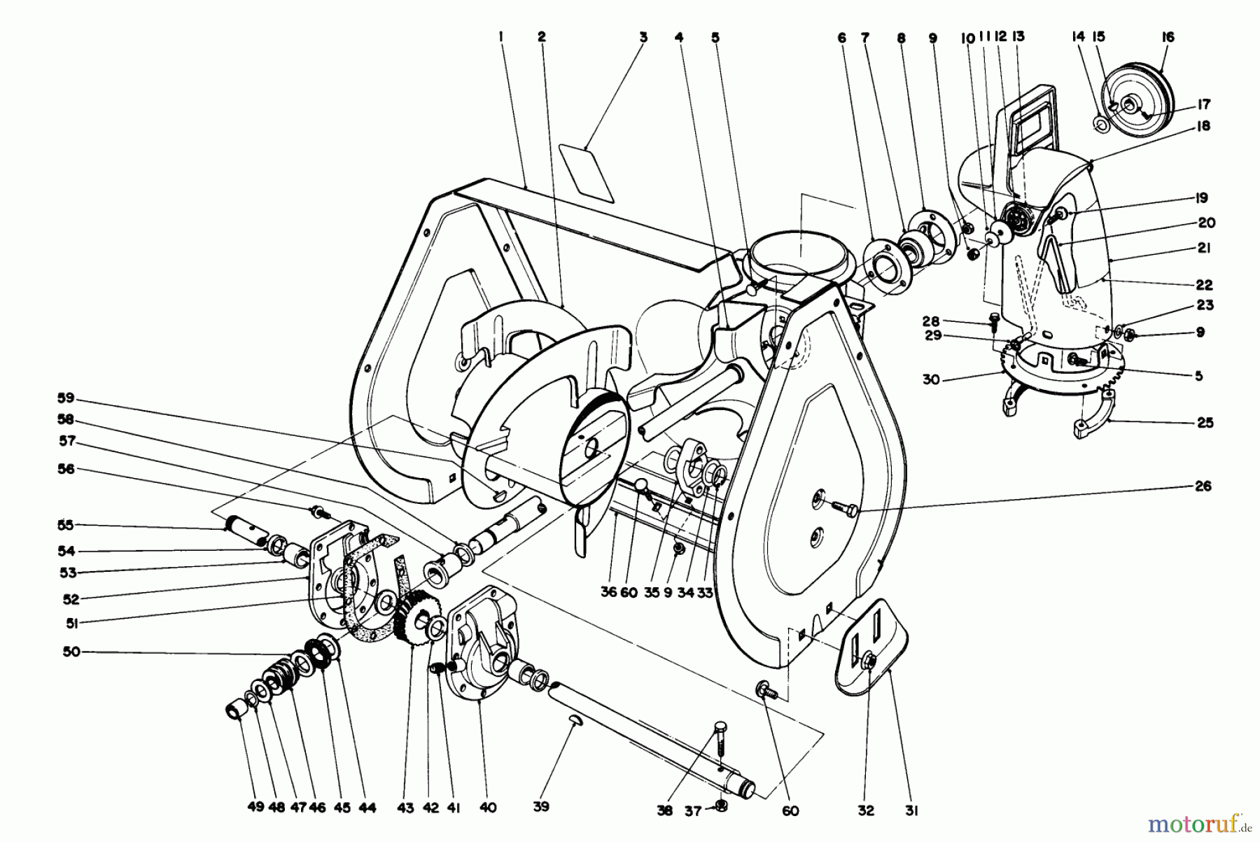  Toro Neu Snow Blowers/Snow Throwers Seite 1 38054 (521) - Toro 521 Snowthrower, 1993 (3900001-3999999) AUGER ASSEMBLY