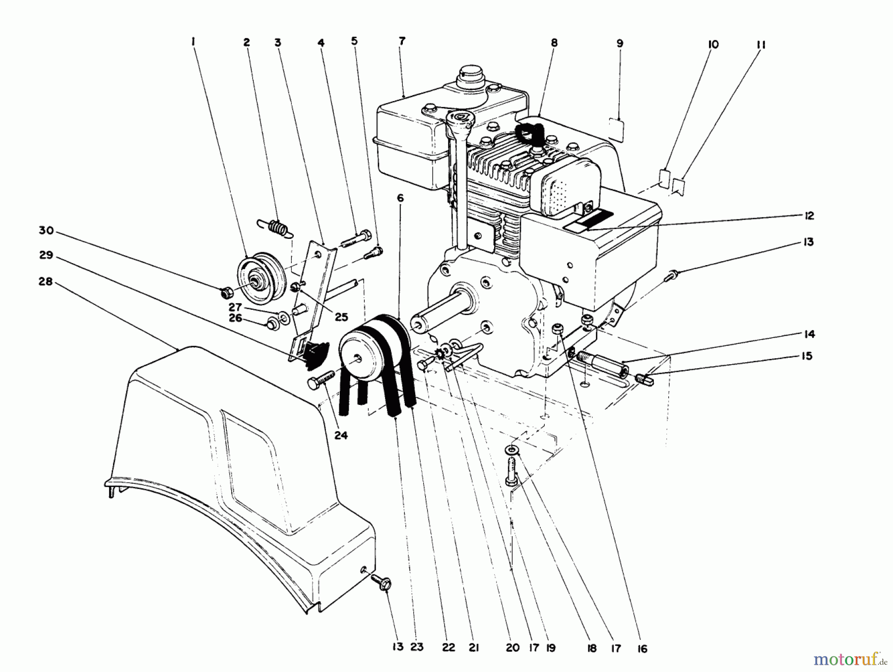  Toro Neu Snow Blowers/Snow Throwers Seite 1 38052 (521) - Toro 521 Snowthrower, 1994 (4900001-4999999) ENGINE ASSEMBLY