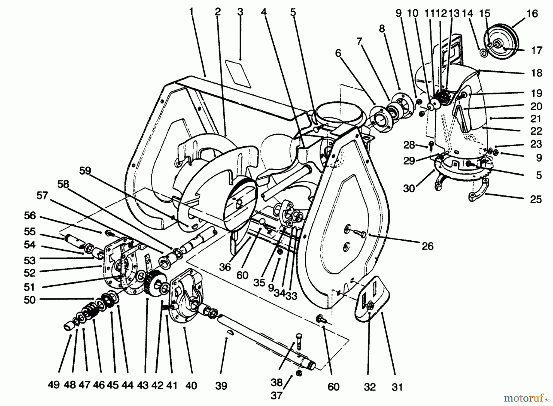  Toro Neu Snow Blowers/Snow Throwers Seite 1 38052 (521) - Toro 521 Snowthrower, 1996 (69000001-69999999) AUGER ASSEMBLY