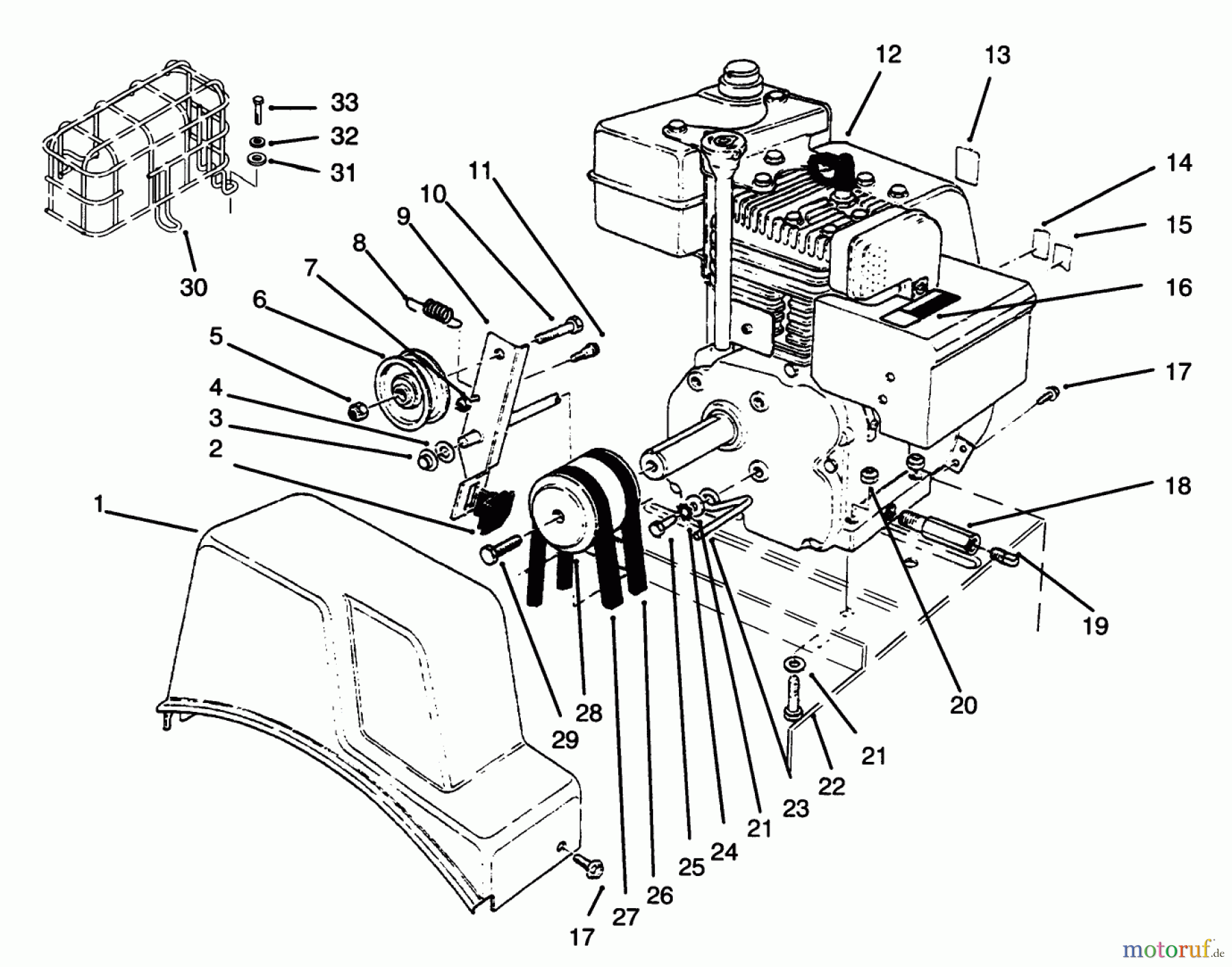  Toro Neu Snow Blowers/Snow Throwers Seite 1 38052 (521) - Toro 521 Snowthrower, 1996 (69000001-69999999) ENGINE ASSEMBLY