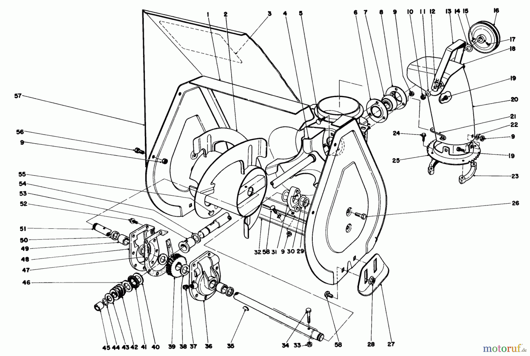  Toro Neu Snow Blowers/Snow Throwers Seite 1 38056 (521) - Toro 521 Snowthrower, 1984 (4000001-4999999) AUGER ASSEMBLY