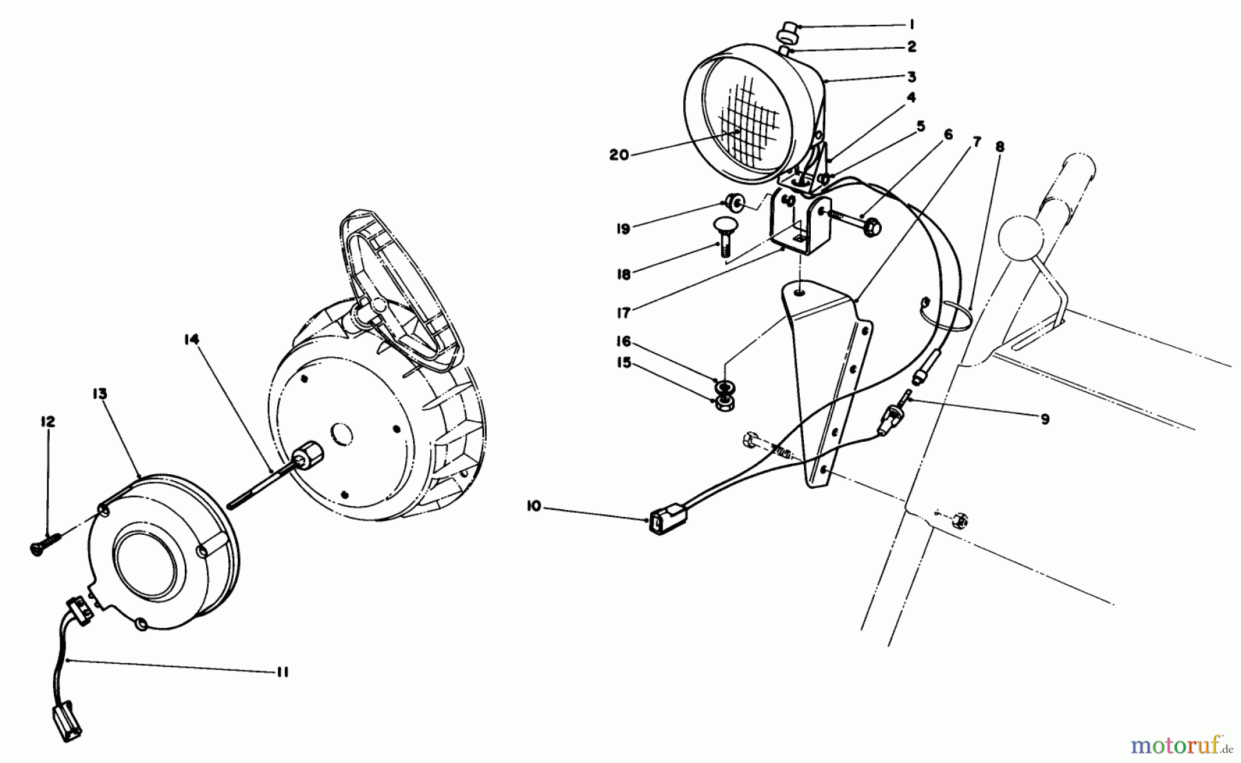  Toro Neu Snow Blowers/Snow Throwers Seite 1 38056 (521) - Toro 521 Snowthrower, 1986 (6000001-6999999) LIGHT KIT NO. 54-9821 (OPTIONAL)