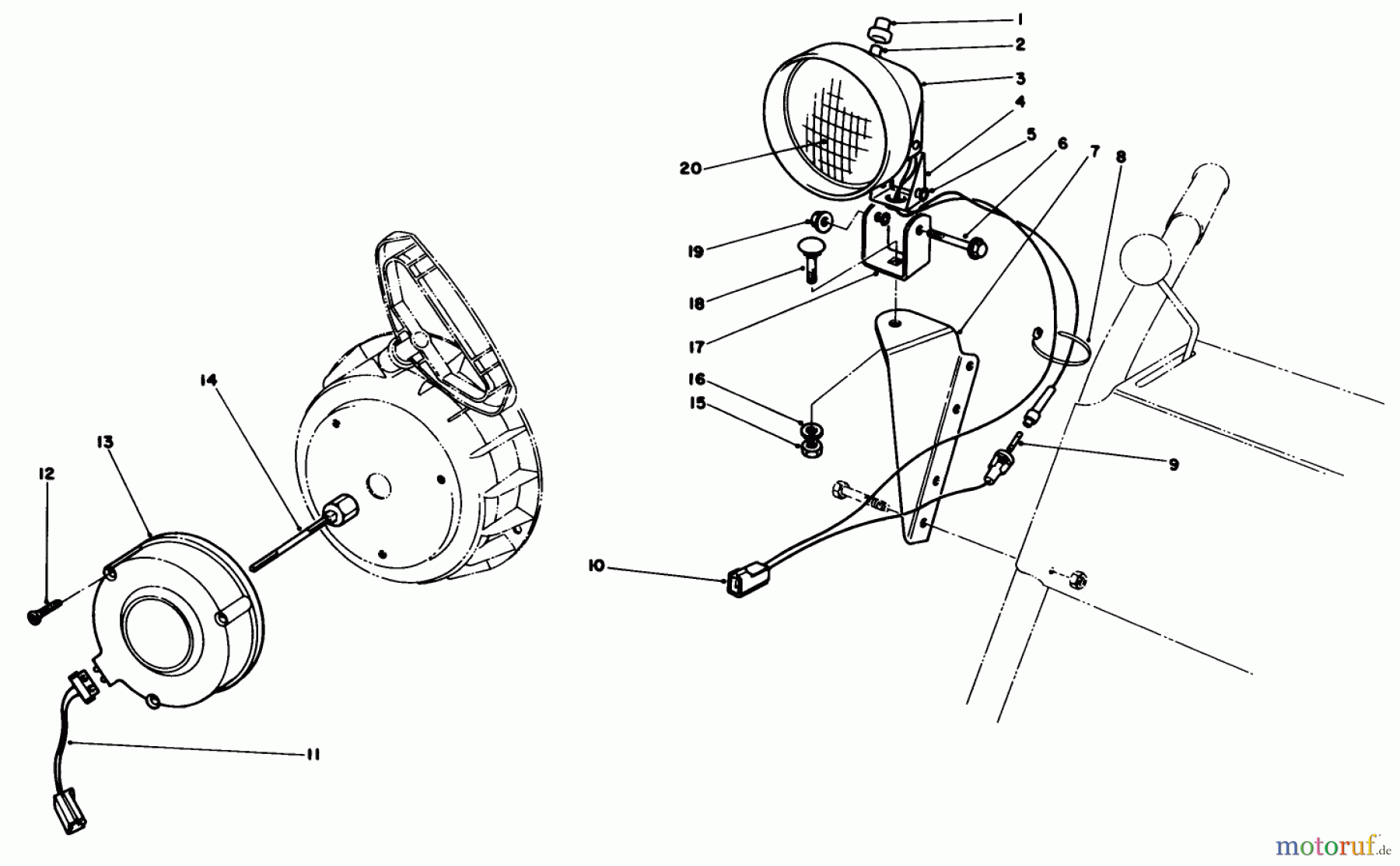  Toro Neu Snow Blowers/Snow Throwers Seite 1 38056 (521) - Toro 521 Snowthrower, 1988 (8000001-8999999) LIGHT KIT NO. 54-9821 (OPTIONAL)