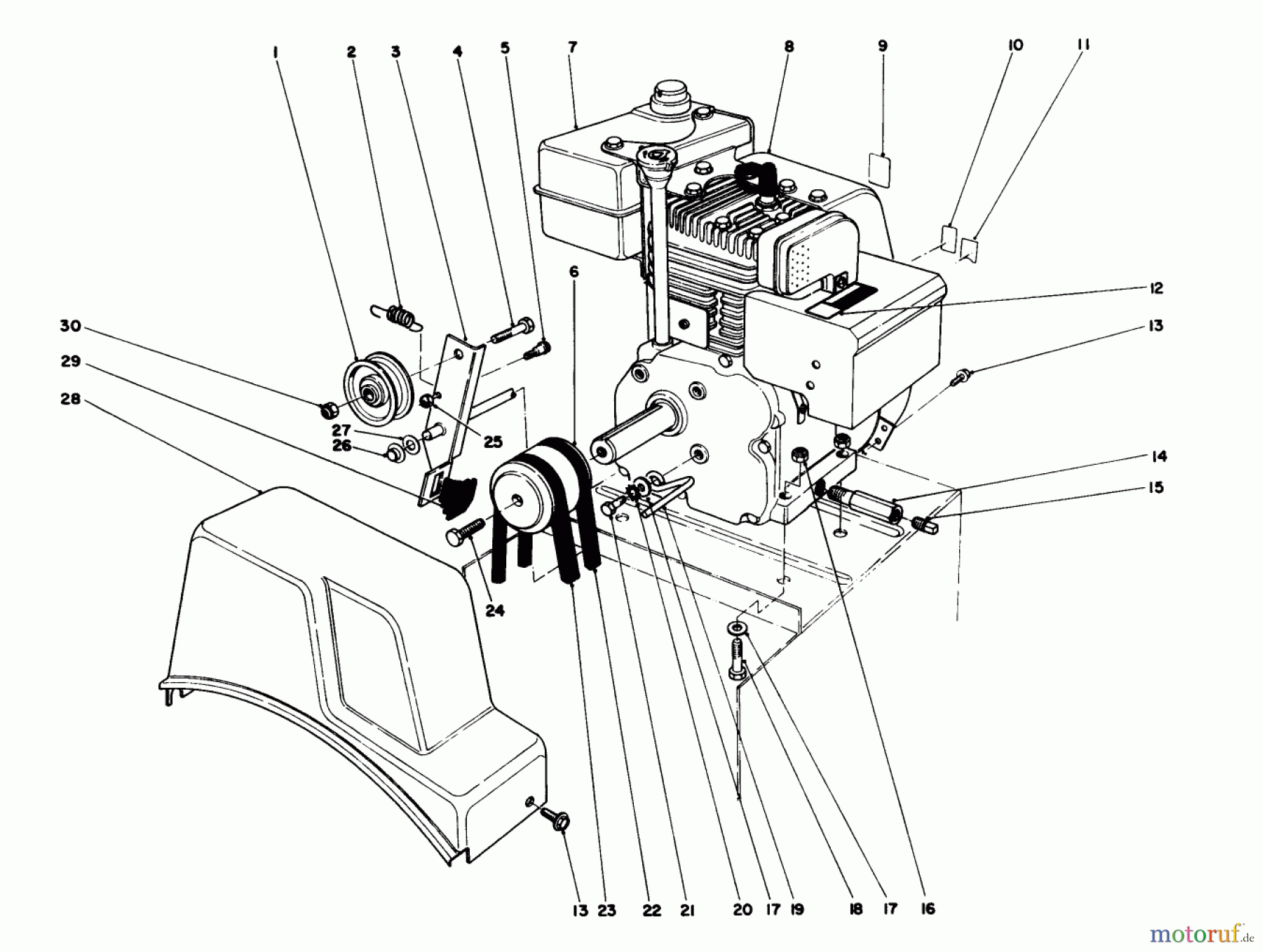  Toro Neu Snow Blowers/Snow Throwers Seite 1 38056 (521) - Toro 521 Snowthrower, 1991 (1000001-1999999) ENGINE ASSEMBLY