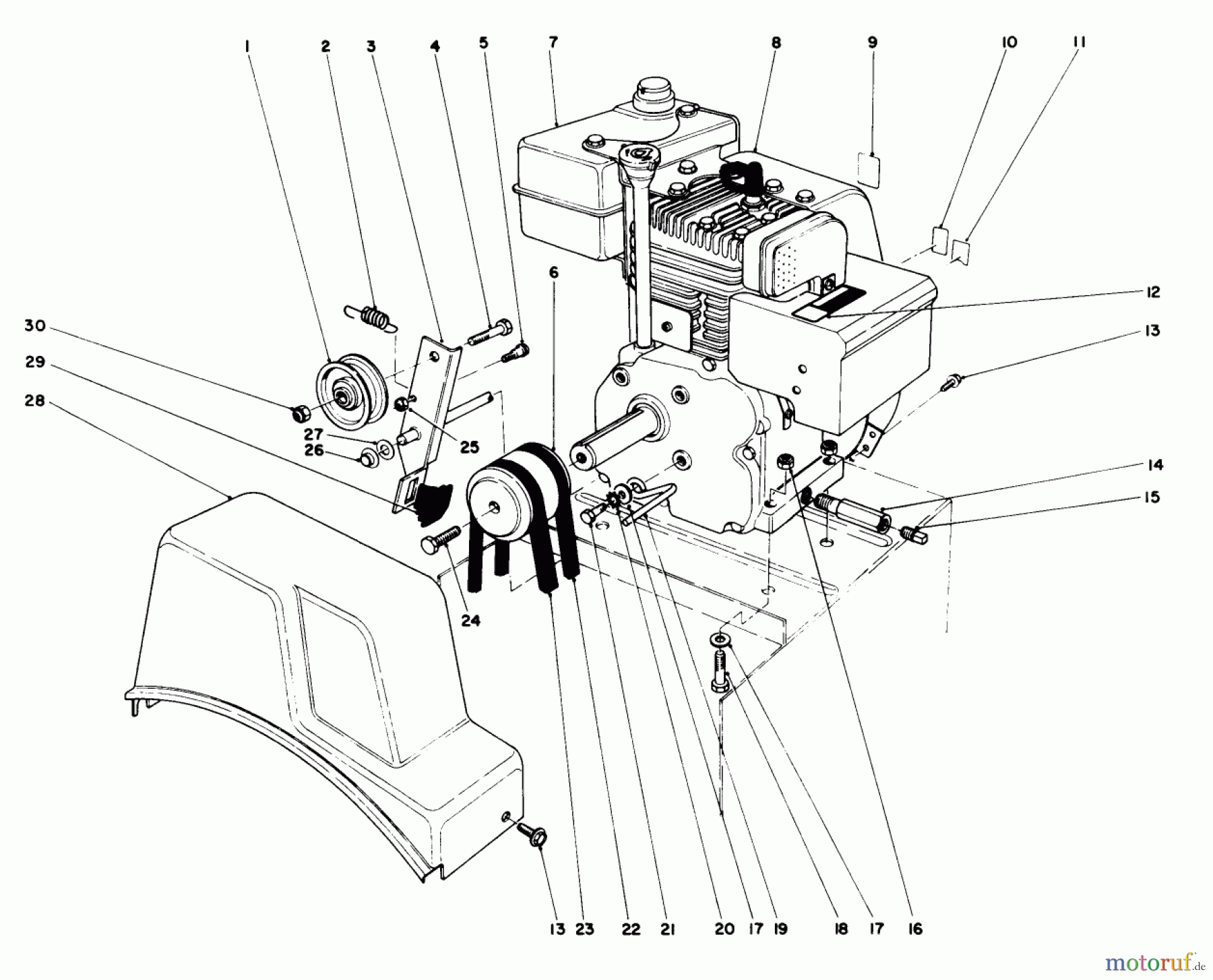  Toro Neu Snow Blowers/Snow Throwers Seite 1 38056C (521) - Toro 521 Snowthrower, 1988 (8000001-8999999) ENGINE ASSEMBLY