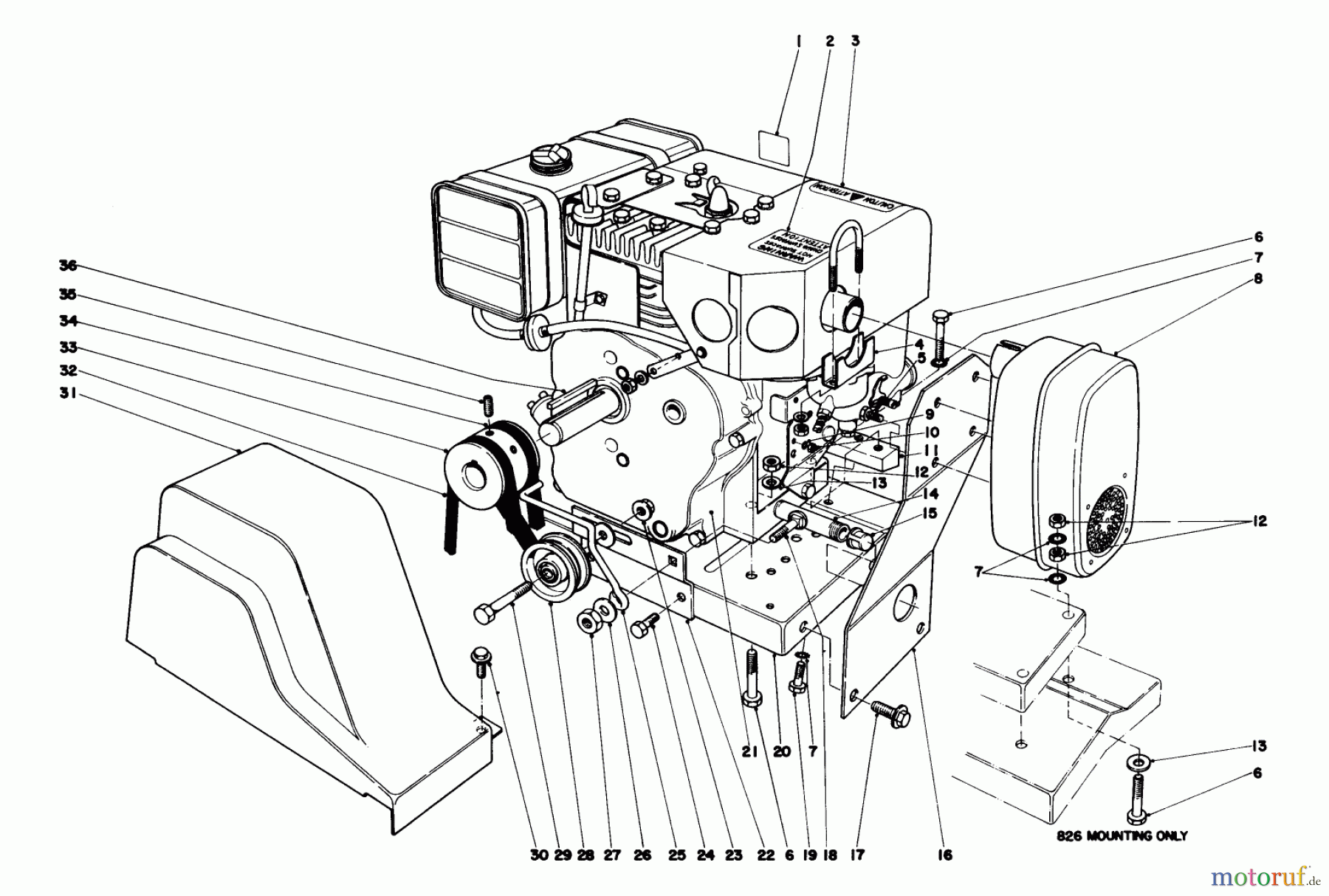  Toro Neu Snow Blowers/Snow Throwers Seite 1 38060 (826) - Toro 826 Snowthrower, 1978 (8000001-8999999) ENGINE ASSEMBLY