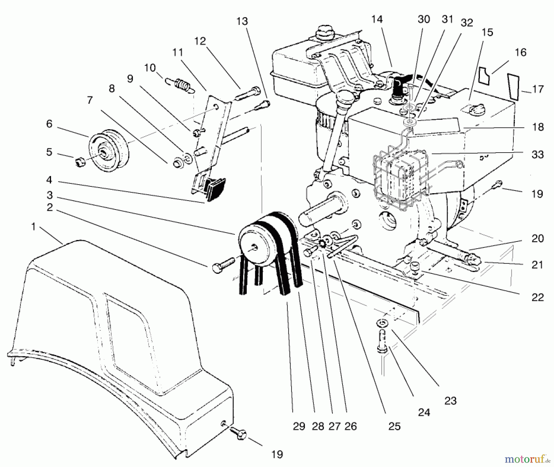  Toro Neu Snow Blowers/Snow Throwers Seite 1 38063 (622) - Toro 622 Snowthrower, 1998 (8900001-8999999) ENGINE ASSEMBLY