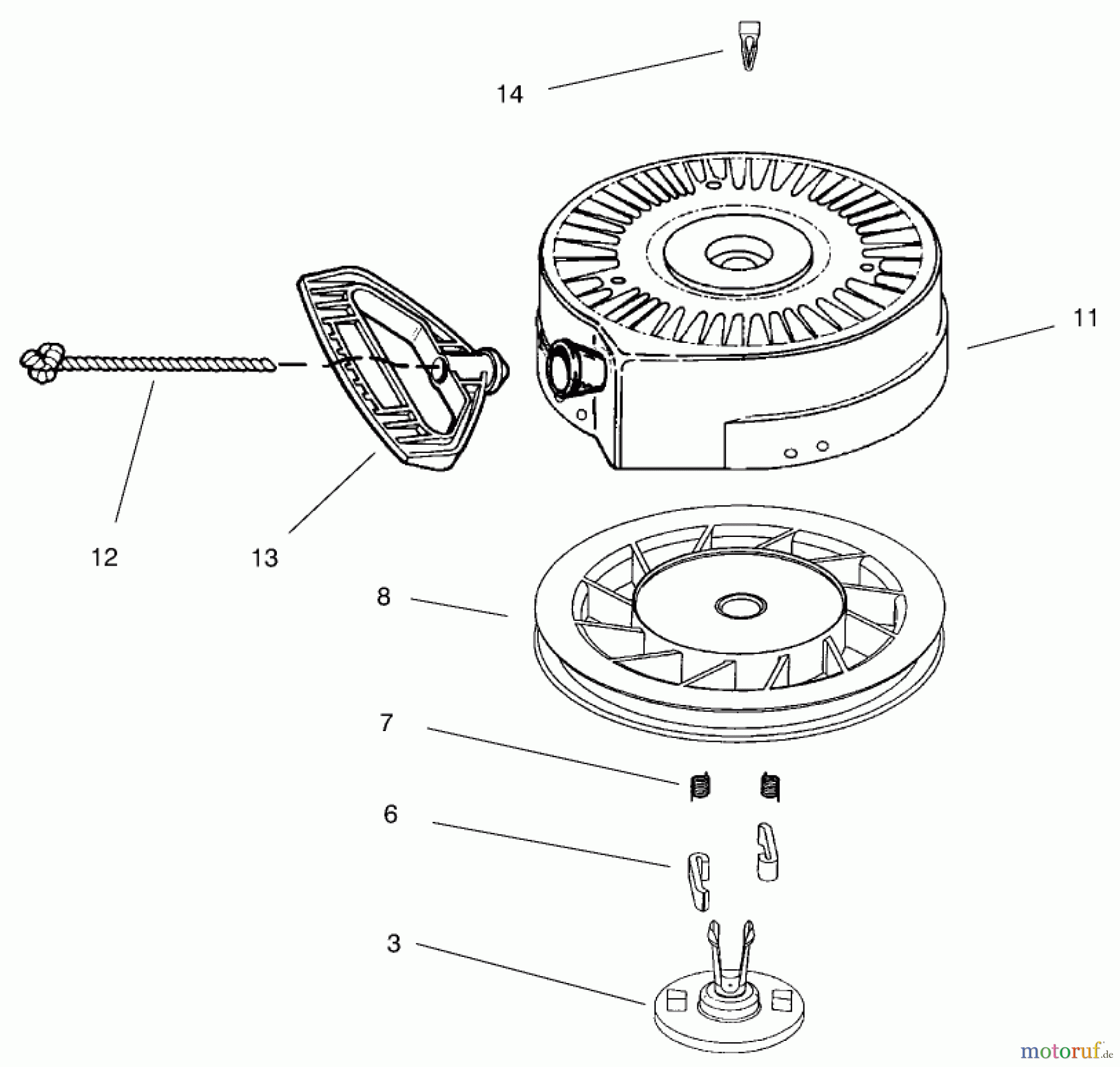  Toro Neu Snow Blowers/Snow Throwers Seite 1 38063 (622) - Toro 622 Snowthrower, 1998 (8900001-8999999) RECOIL STARTER NO. 590742