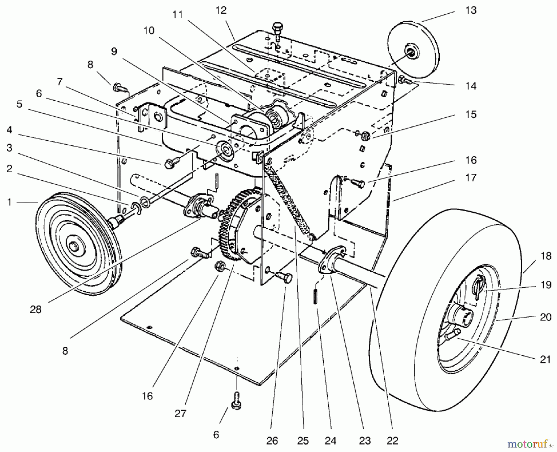  Toro Neu Snow Blowers/Snow Throwers Seite 1 38063 (622) - Toro 622 Snowthrower, 1999 (9900001-9999999) TRACTION ASSEMBLY #1