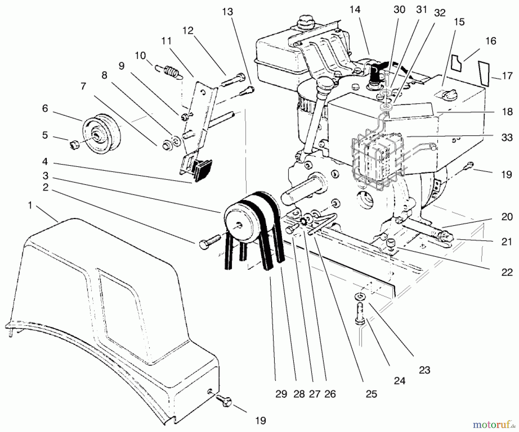  Toro Neu Snow Blowers/Snow Throwers Seite 1 38073 (724) - Toro 724 Snowthrower, 1997 (7900001-7999999) ENGINE ASSEMBLY