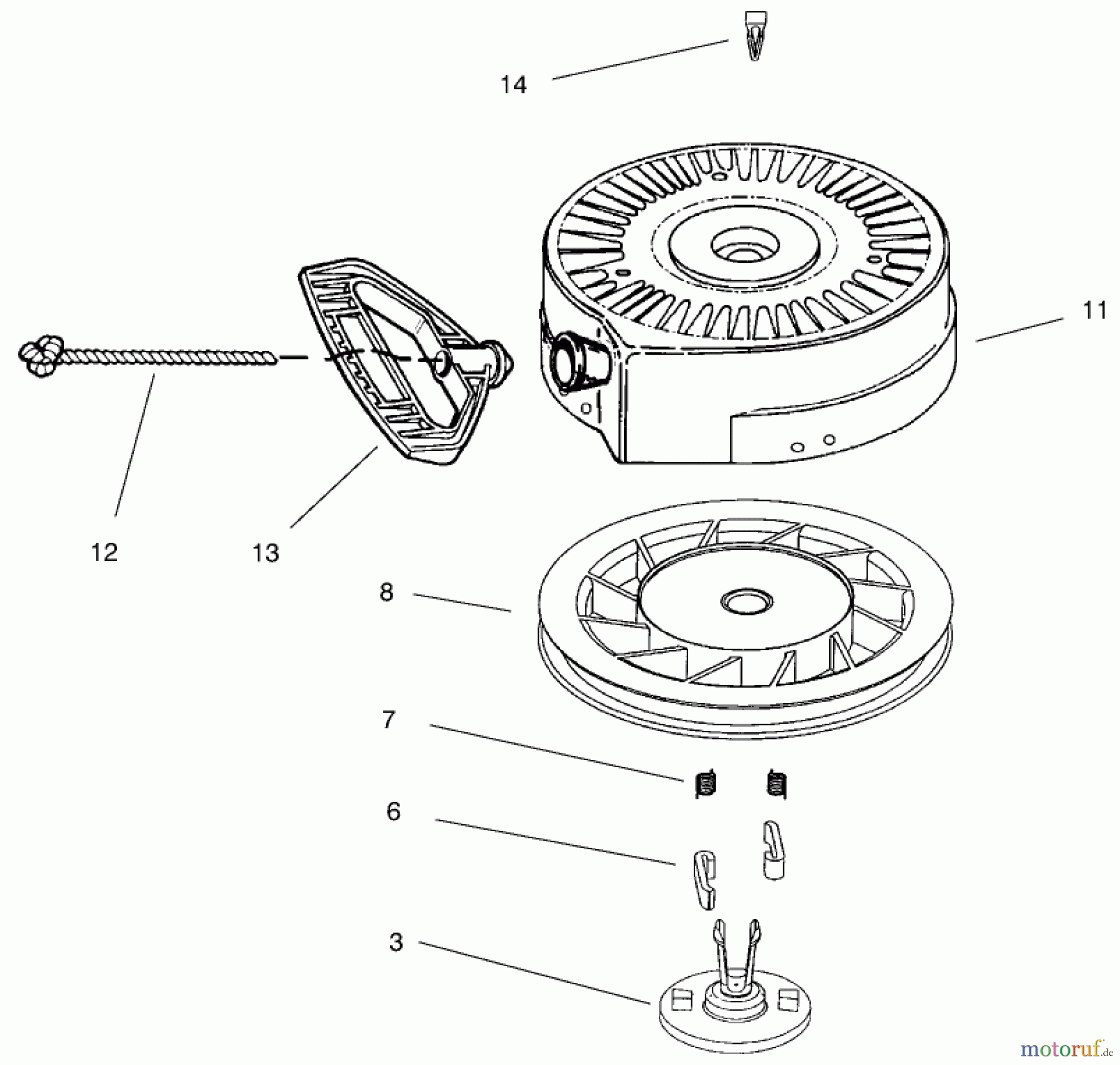  Toro Neu Snow Blowers/Snow Throwers Seite 1 38073 (724) - Toro 724 Snowthrower, 1999 (9900001-9999999) RECOIL STARTER NO. 590742