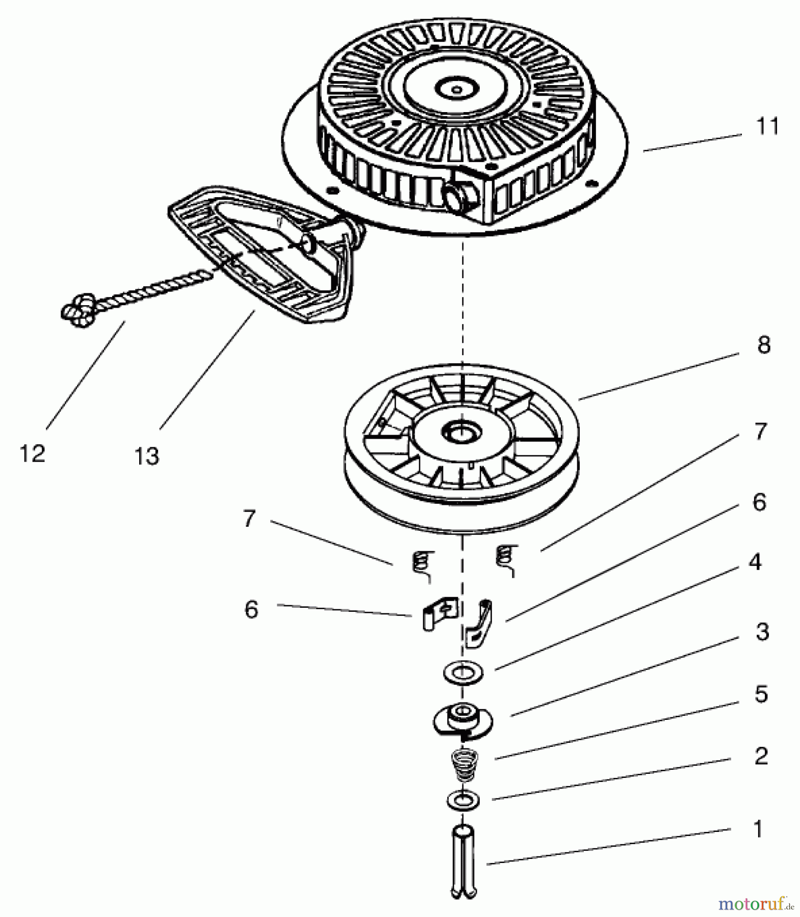  Toro Neu Snow Blowers/Snow Throwers Seite 1 38079 (924) - Toro 924 Power Shift Snowthrower, 2000 (200000001-200999999) RECOIL STARTER NO. 590749