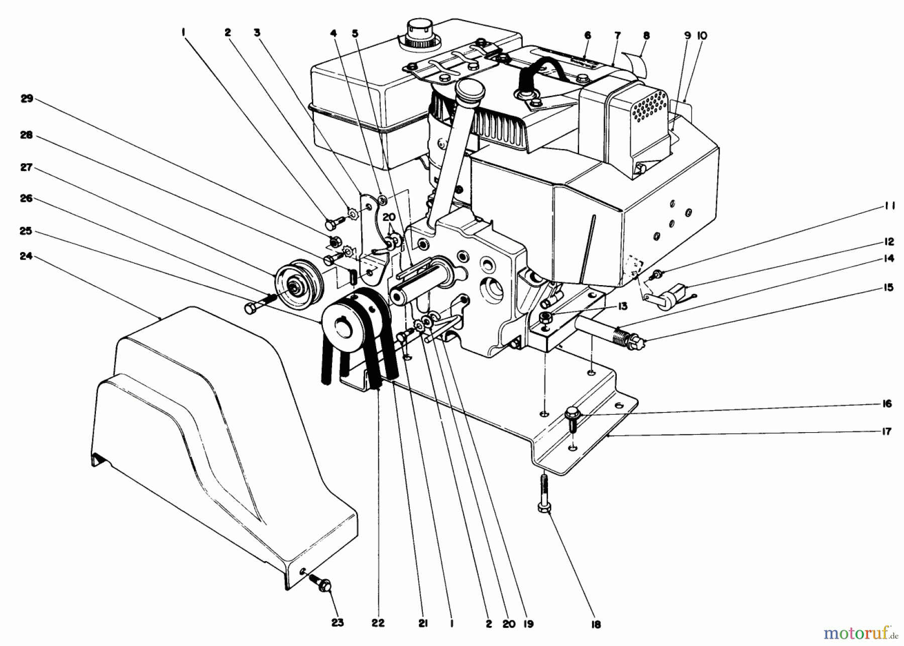  Toro Neu Snow Blowers/Snow Throwers Seite 1 38080 (824) - Toro 824 Snowthrower, 1985 (5000001-5999999) ENGINE ASSEMBLY