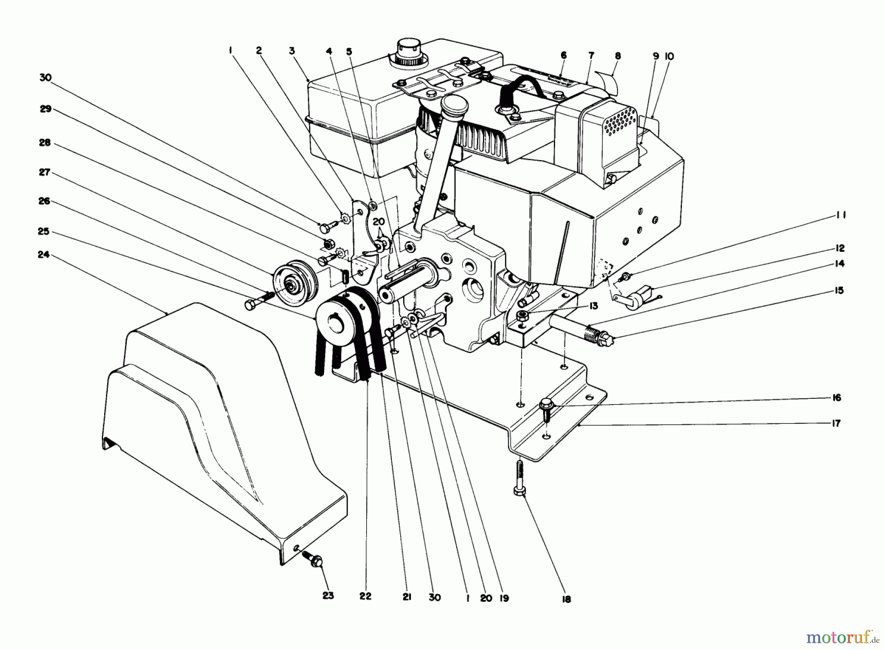  Toro Neu Snow Blowers/Snow Throwers Seite 1 38080 (824) - Toro 824 Snowthrower, 1987 (7000001-7999999) ENGINE ASSEMBLY