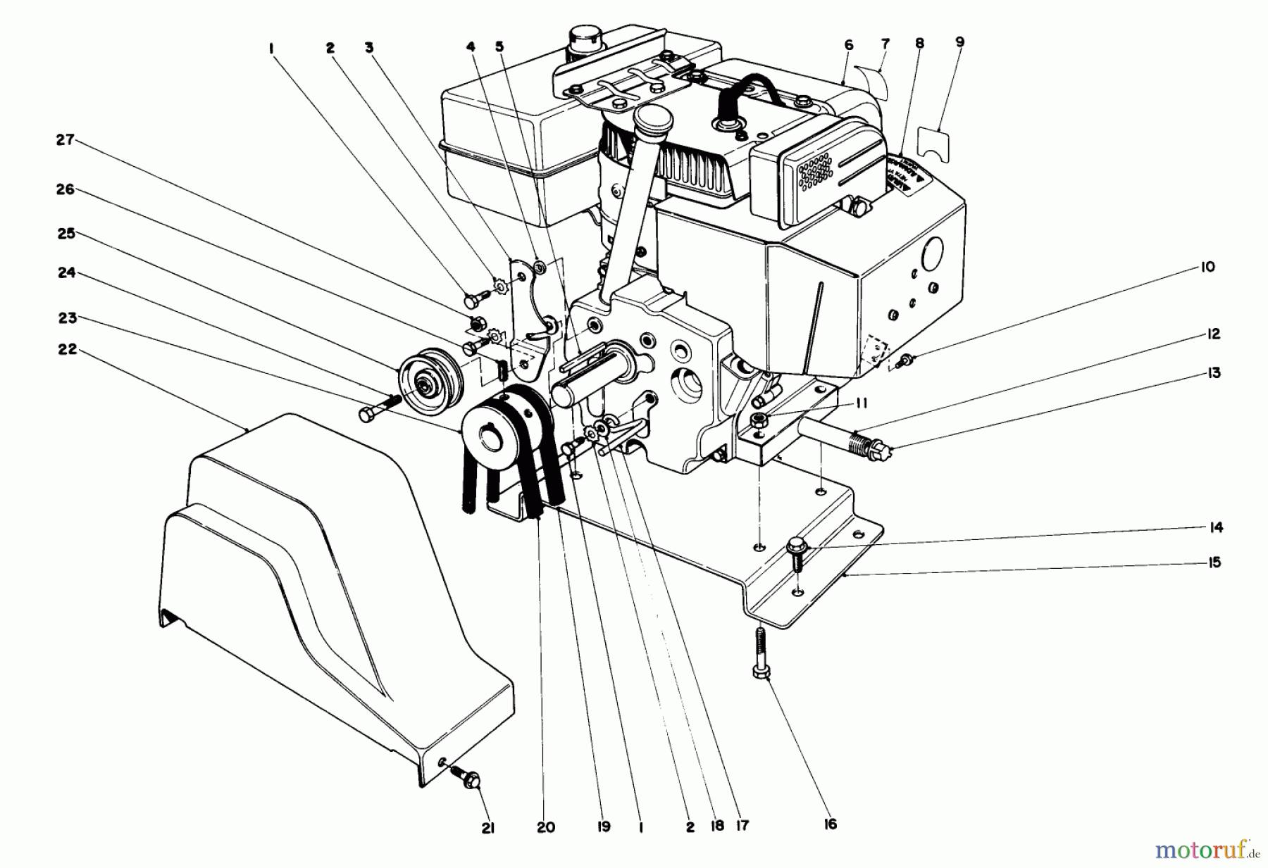  Toro Neu Snow Blowers/Snow Throwers Seite 1 38085 (824) - Toro 824 Snowthrower, 1982 (2000001-2999999) ENGINE ASSEMBLY