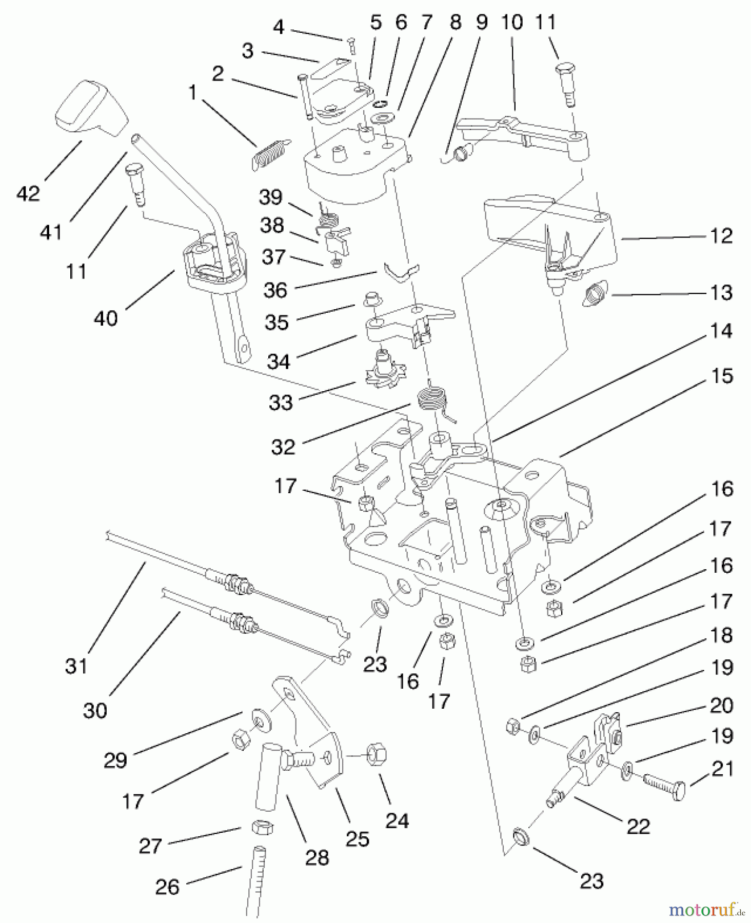  Toro Neu Snow Blowers/Snow Throwers Seite 1 38087 (1332) - Toro 1332 Power Shift Snowthrower, 2000 (200000001-200999999) POWER SHIFT CONTROL ASSEMBLY