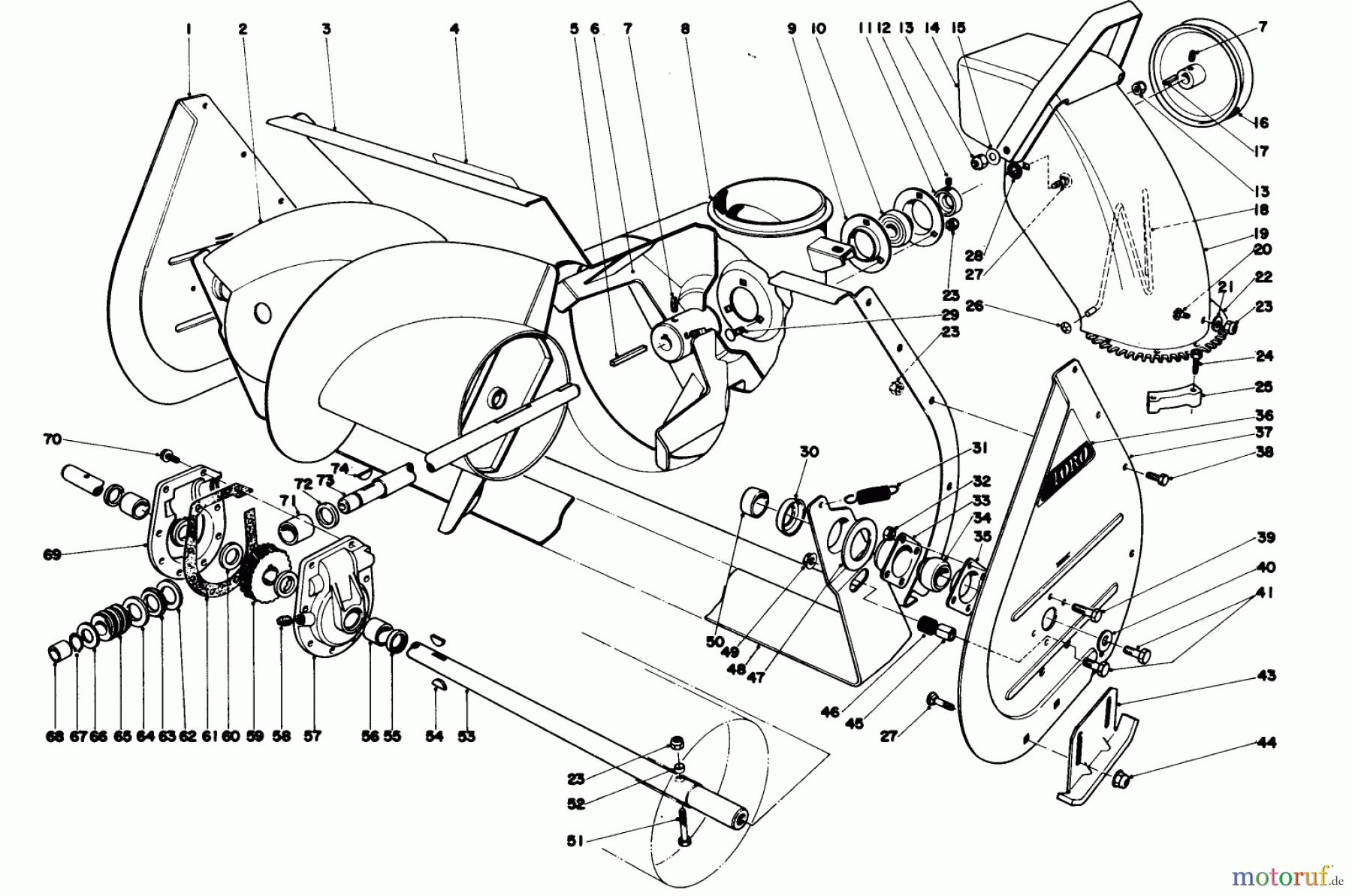  Toro Neu Snow Blowers/Snow Throwers Seite 1 38090 (1132) - Toro 1132 Snowthrower, 1979 (9000001-9999999) AUGER ASSEMBLY