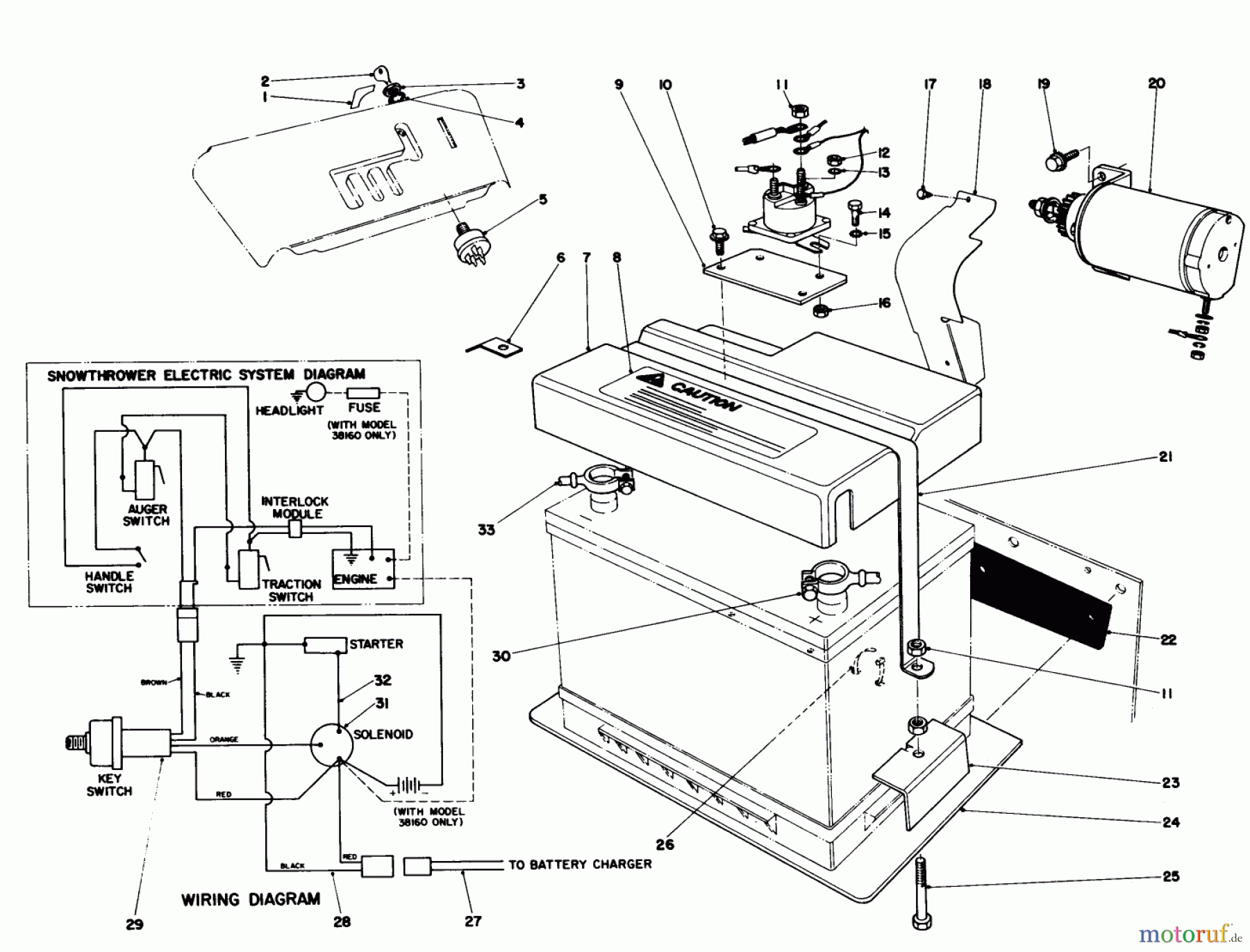  Toro Neu Snow Blowers/Snow Throwers Seite 1 38090 (1132) - Toro 1132 Snowthrower, 1984 (4000001-4999999) 12 VOLT STARTING MOTOR KIT 42-3370 (OPTIONAL)