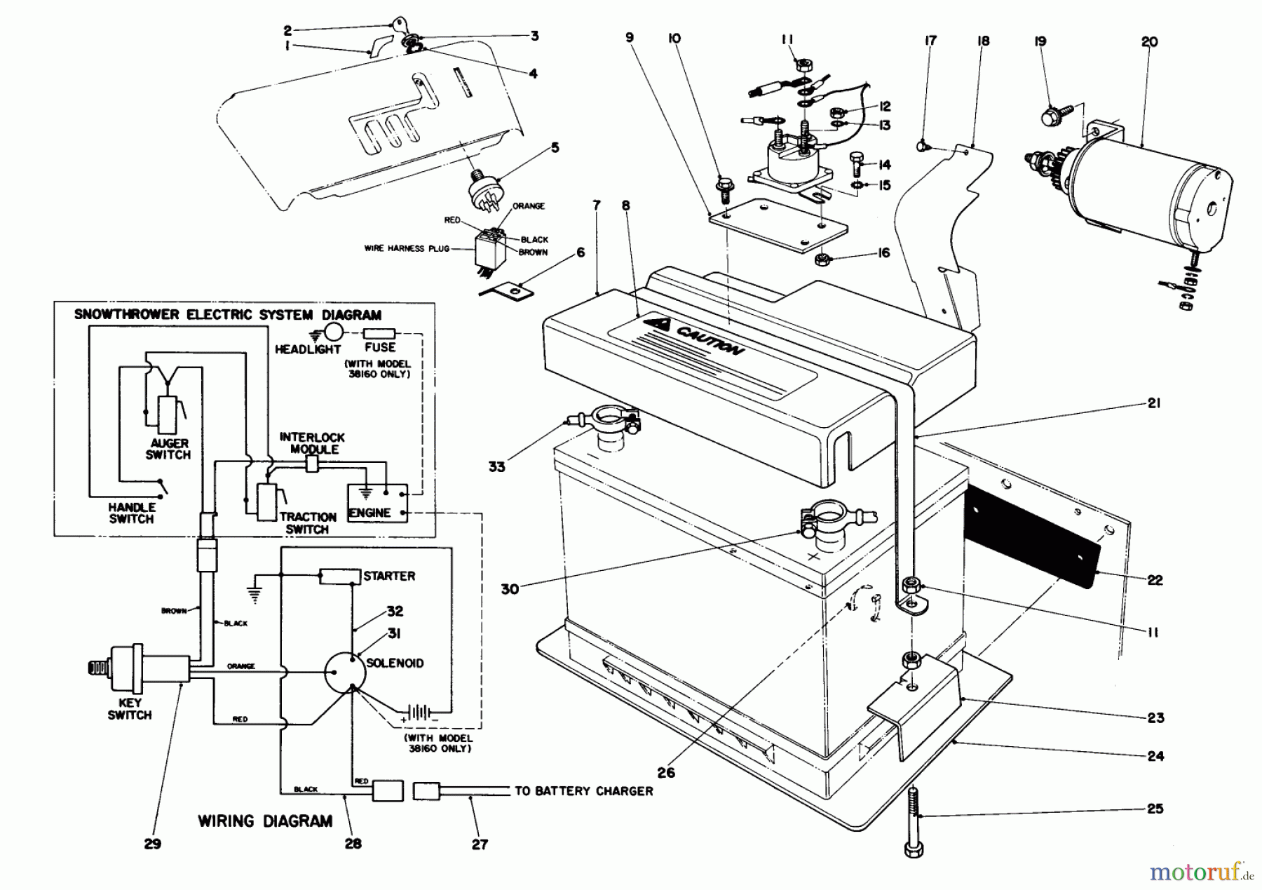  Toro Neu Snow Blowers/Snow Throwers Seite 1 38090 (1132) - Toro 1132 Snowthrower, 1986 (6000001-6999999) 12 VOLT STARTING MOTOR KIT 42-3370 (OPTIONAL)