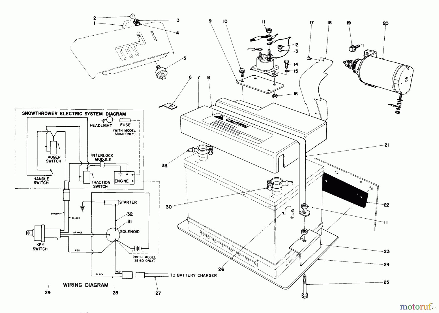  Toro Neu Snow Blowers/Snow Throwers Seite 1 38095 (1132) - Toro 1132 Snowthrower, 1984 (4000001-4999999) 12 VOLT STARTING MOTOR KIT 42-3370 (OPTIONAL)