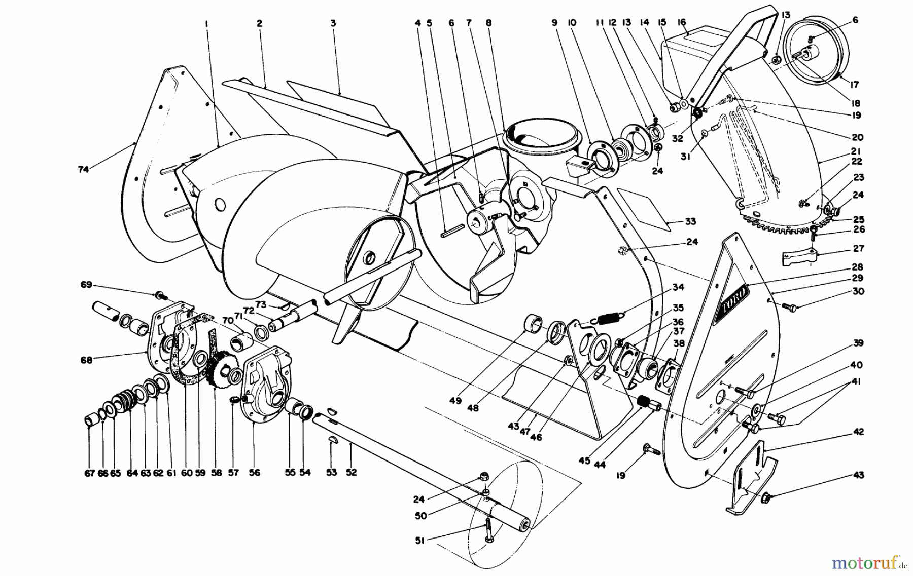  Toro Neu Snow Blowers/Snow Throwers Seite 1 38150 (826) - Toro 826 Snowthrower, 1987 (7000001-7999999) AUGER ASSEMBLY