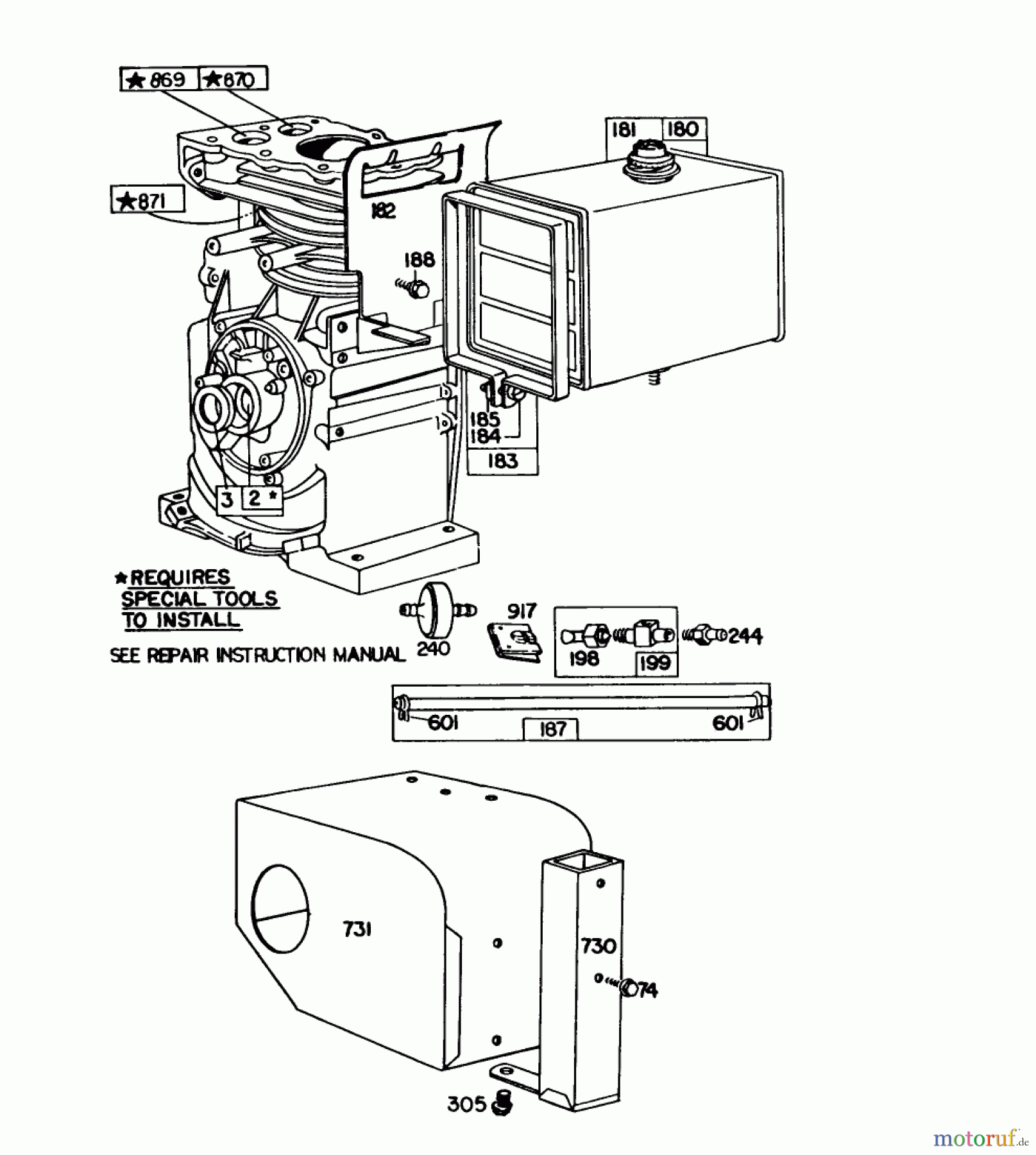  Toro Neu Snow Blowers/Snow Throwers Seite 1 38155 (826) - Toro 826 Snowthrower, 1986 (6000001-6999999) ENGINE BRIGGS & STRATTON MODEL NO. 190402-2720-01 #3