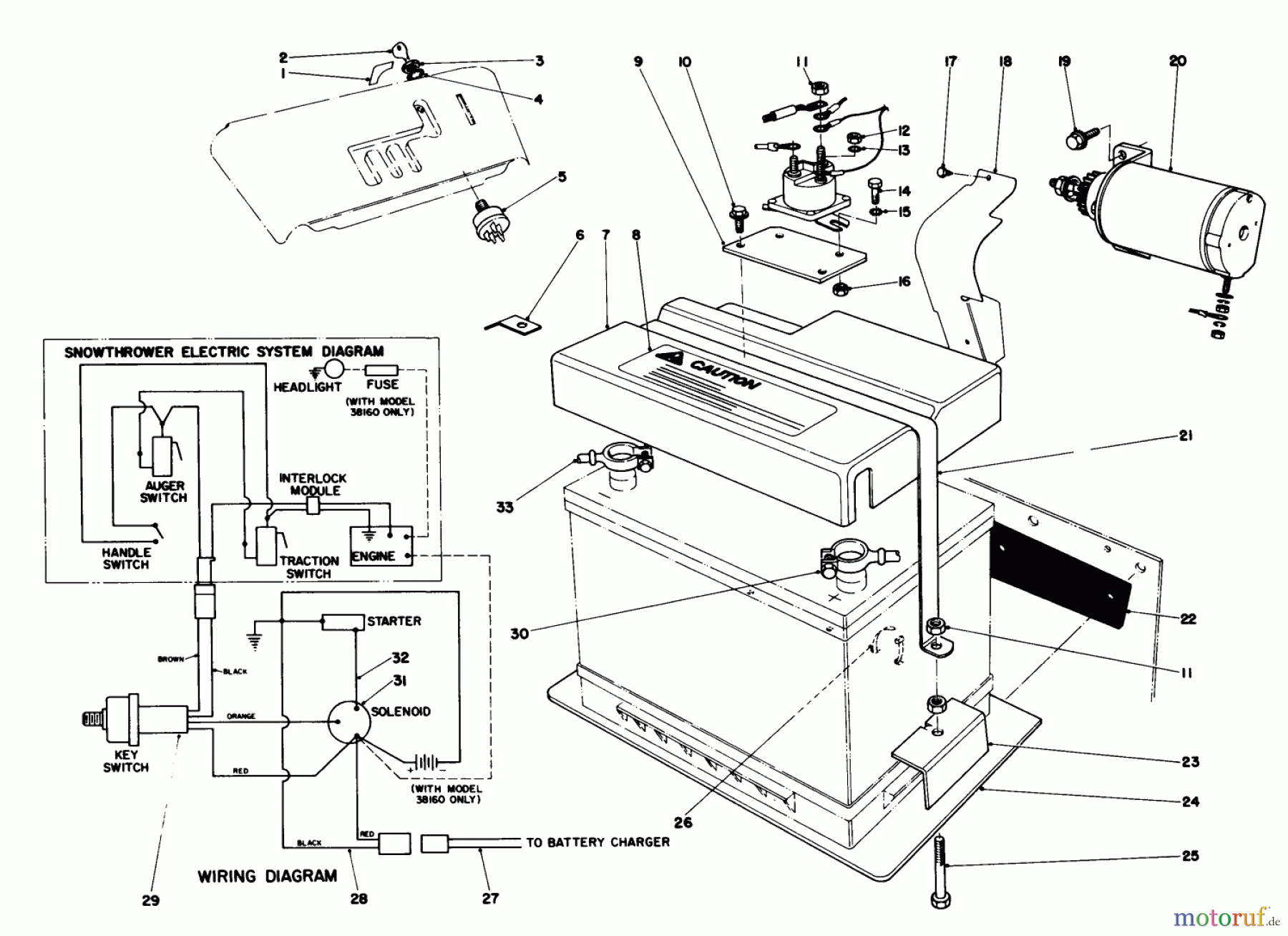  Toro Neu Snow Blowers/Snow Throwers Seite 1 38160 (1132) - Toro 1132 Snowthrower, 1983 (3000001-3999999) 12 VOLT STARTING MOTOR KIT 37-4640 (OPTIONAL)