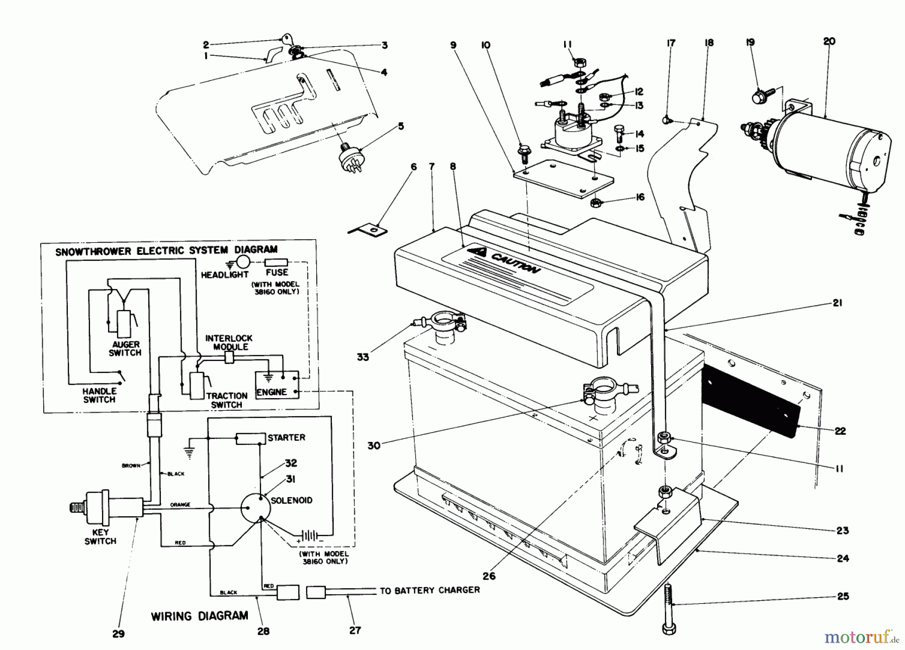  Toro Neu Snow Blowers/Snow Throwers Seite 1 38160 (1132) - Toro 1132 Snowthrower, 1984 (4000001-4999999) 12 VOLT STARTING MOTOR KIT 42-3370 (OPTIONAL)