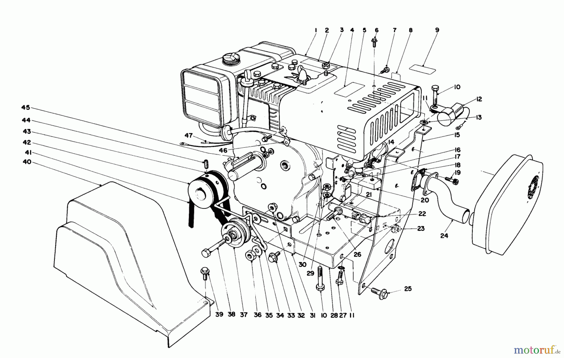  Toro Neu Snow Blowers/Snow Throwers Seite 1 38160 (1132) - Toro 1132 Snowthrower, 1984 (4000001-4999999) ENGINE ASSEMBLY