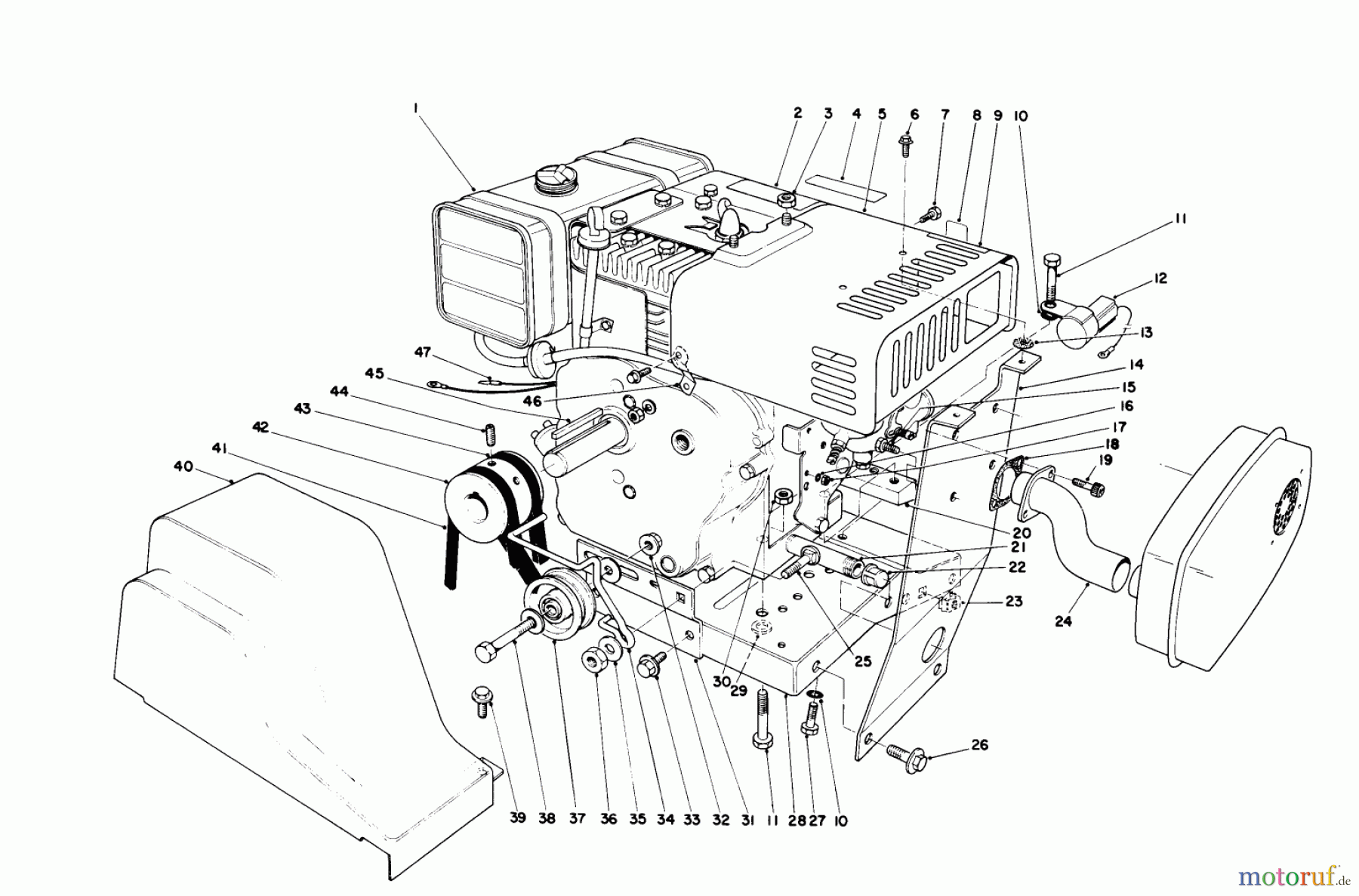  Toro Neu Snow Blowers/Snow Throwers Seite 1 38160 (1132) - Toro 1132 Snowthrower, 1986 (6000001-6999999) ENGINE ASSEMBLY