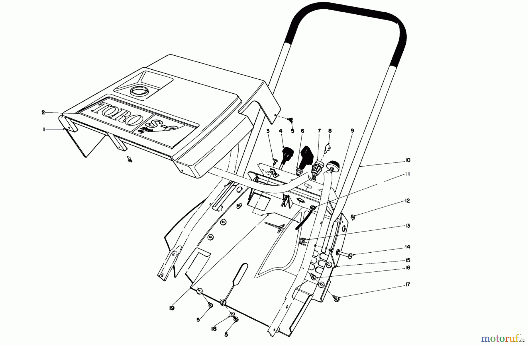  Toro Neu Snow Blowers/Snow Throwers Seite 1 38162 (S-620) - Toro S-620 Snowthrower, 1984 (4000001-4999999) SHROUD & HANDLE ASSEMBLY