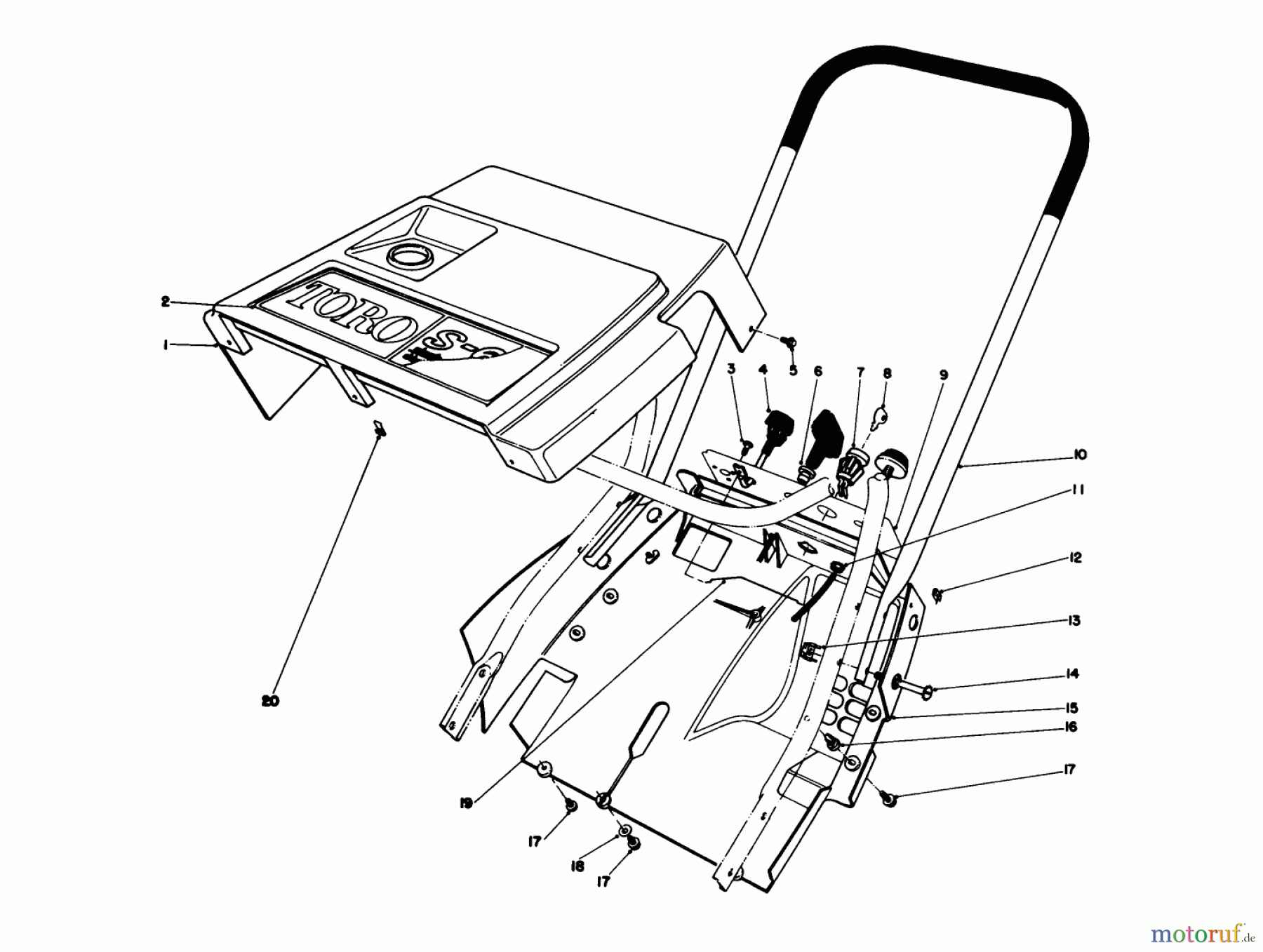  Toro Neu Snow Blowers/Snow Throwers Seite 1 38162 (S-620) - Toro S-620 Snowthrower, 1986 (6000001-6999999) SHROUD & HANDLE ASSEMBLY