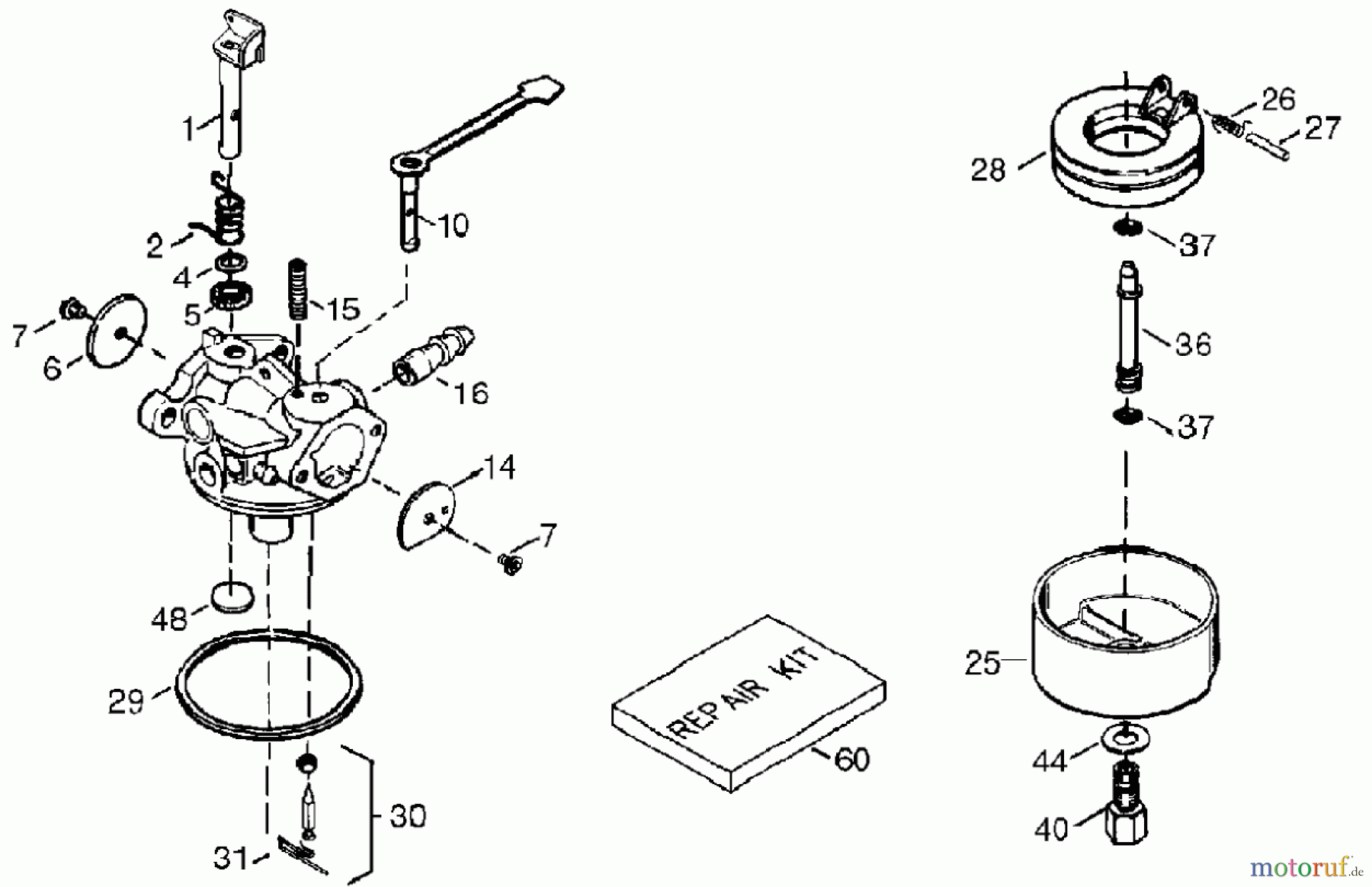  Toro Neu Snow Blowers/Snow Throwers Seite 1 38172 - Toro Powerlite Snowthrower, 2004 (240000001-240999999) CARBURETOR ASSEMBLY NO. 640086 TECUMSEH HSK635 TYPE 1723C