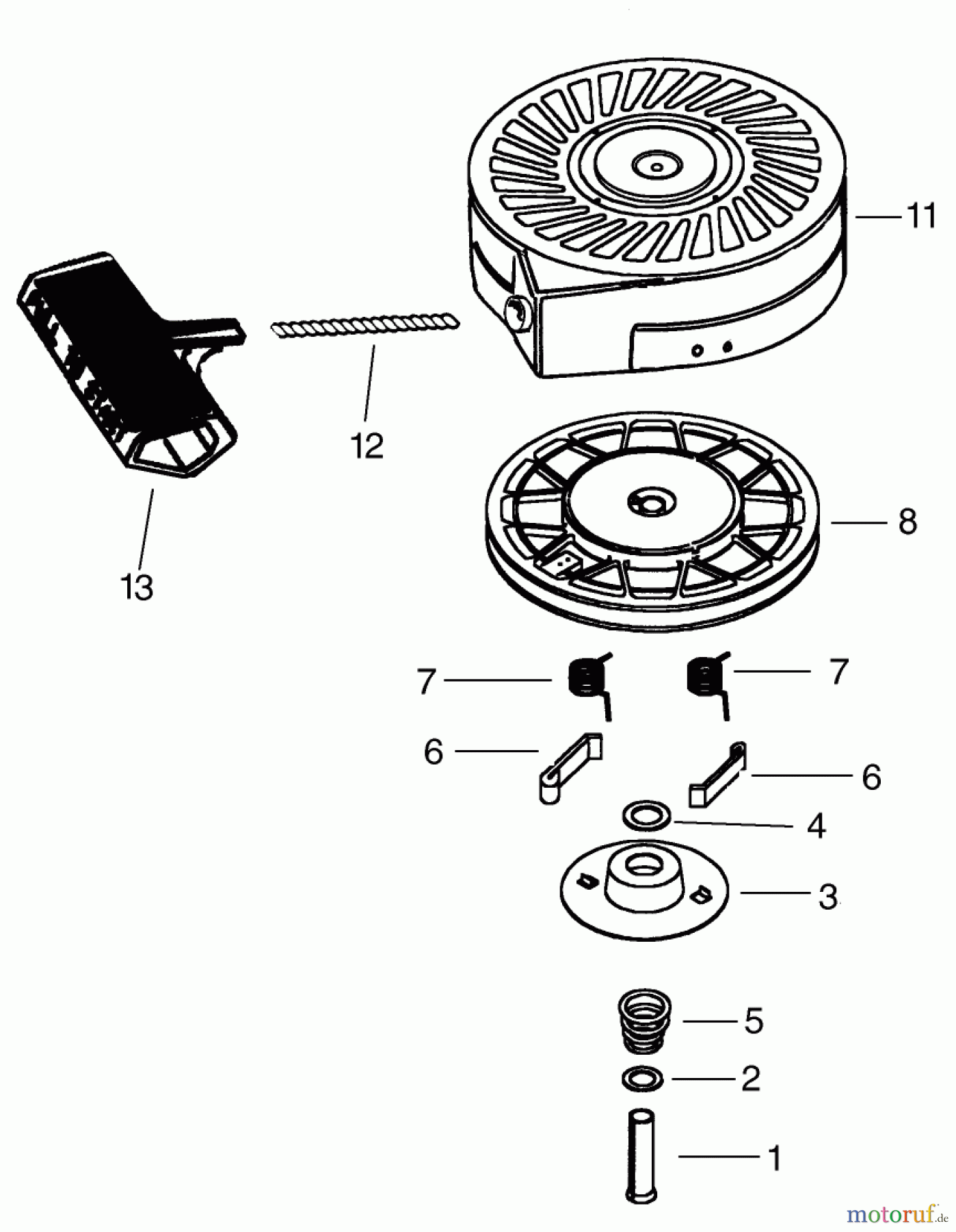  Toro Neu Snow Blowers/Snow Throwers Seite 1 38172 - Toro Powerlite Snowthrower, 2005 (250010001-250999999) RECOIL STARTER ASSEMBLY NO. 590712 (OPTIONAL) TECUMSEH HSK635 TYPE 1723C