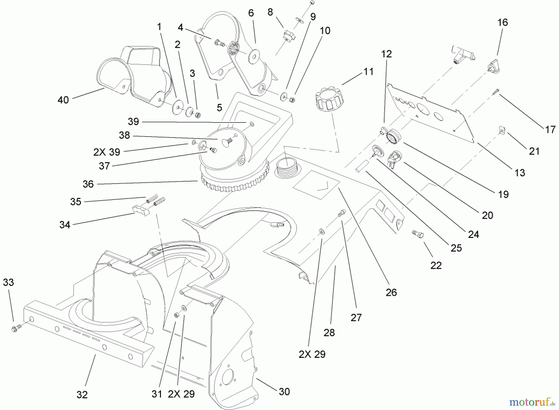  Toro Neu Snow Blowers/Snow Throwers Seite 1 38172 - Toro Powerlite Snowthrower, 2007 (270000001-270999999) CHUTE AND UPPER SHROUD ASSEMBLY