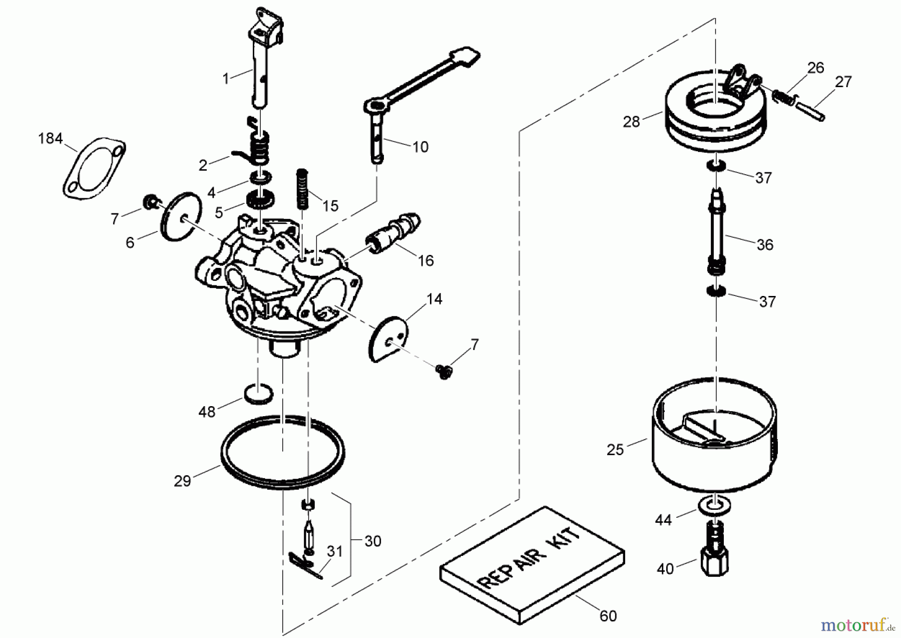  Toro Neu Snow Blowers/Snow Throwers Seite 1 38172 - Toro Powerlite Snowthrower, 2008 (280000001-280999999) CARBURETOR ASSEMBLY NO. 640086A TECUMSEH TH098SA-1723F