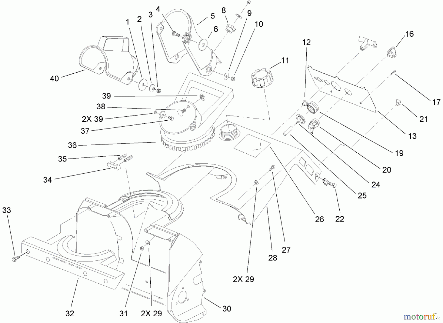  Toro Neu Snow Blowers/Snow Throwers Seite 1 38172 - Toro Powerlite Snowthrower, 2008 (280000001-280999999) CHUTE AND UPPER SHROUD ASSEMBLY