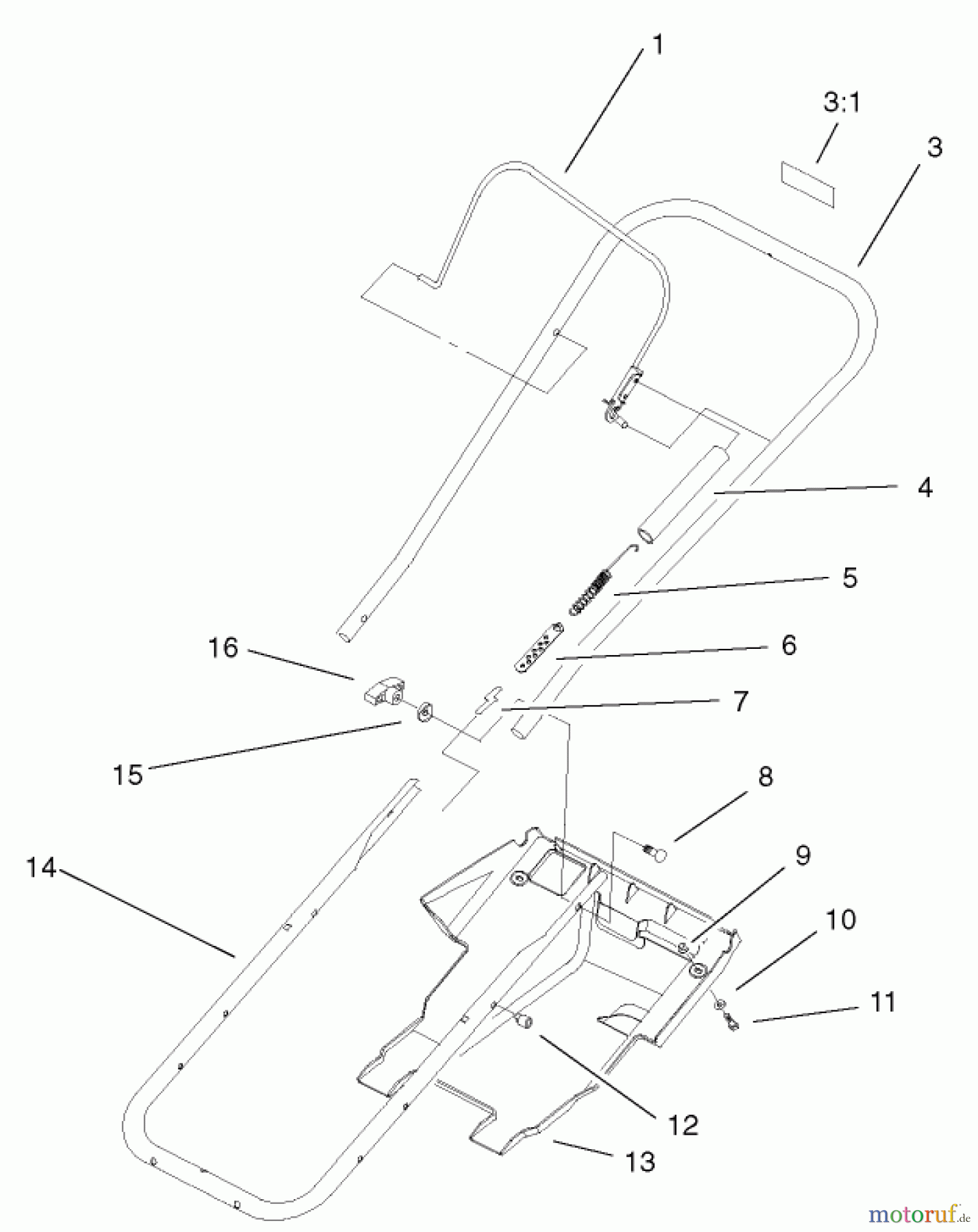  Toro Neu Snow Blowers/Snow Throwers Seite 1 38173 - Toro CCR Powerlite Snowthrower, 2003 (230000001-230999999) HANDLE AND LOWER SHROUD ASSEMBLY