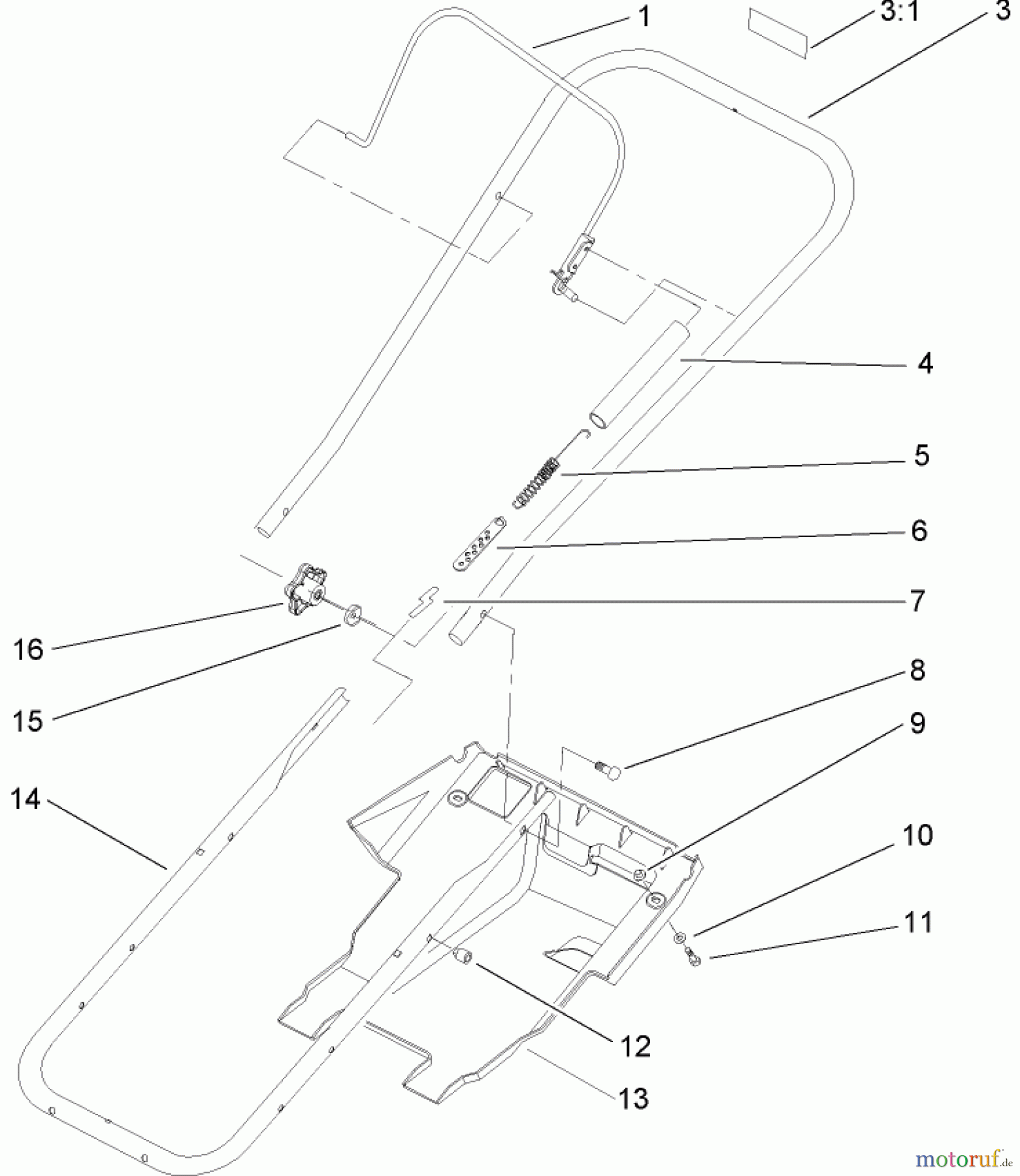  Toro Neu Snow Blowers/Snow Throwers Seite 1 38173 - Toro Powerlite Snowthrower, 2004 (240000001-240999999) HANDLE AND LOWER SHROUD ASSEMBLY