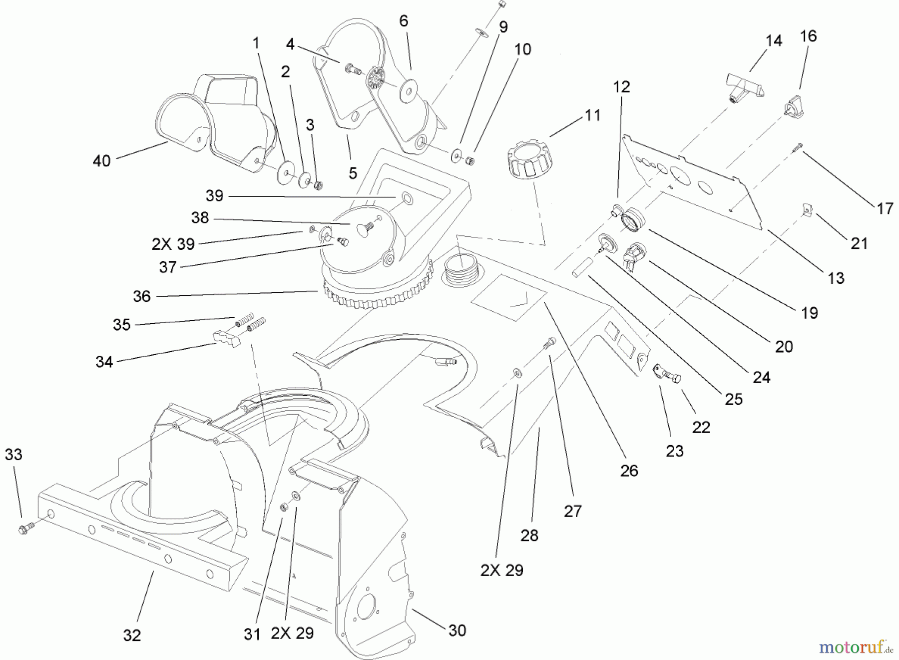  Toro Neu Snow Blowers/Snow Throwers Seite 1 38173 - Toro Powerlite Snowthrower, 2007 (270000001-270999999) CHUTE AND UPPER SHROUD ASSEMBLY